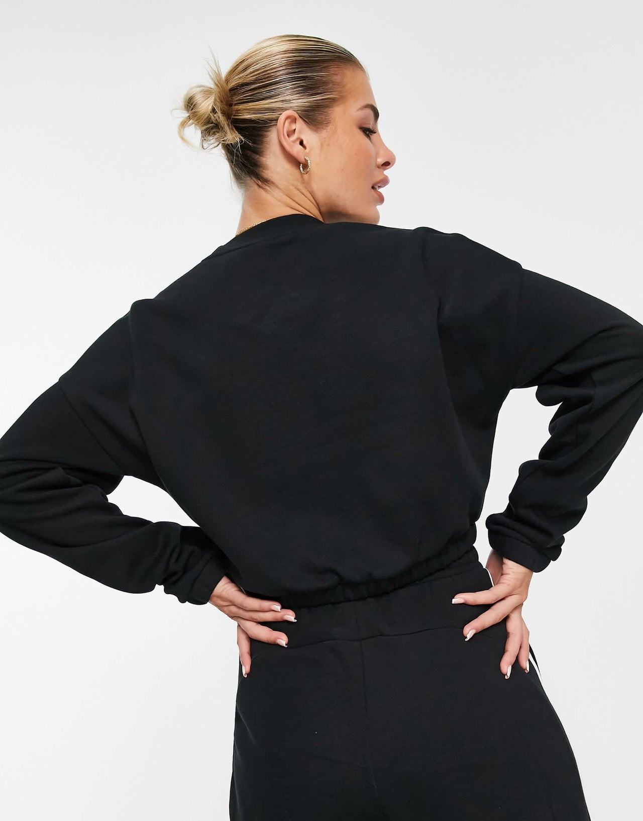 adidas Training cropped sweatshirt with three stripes in black