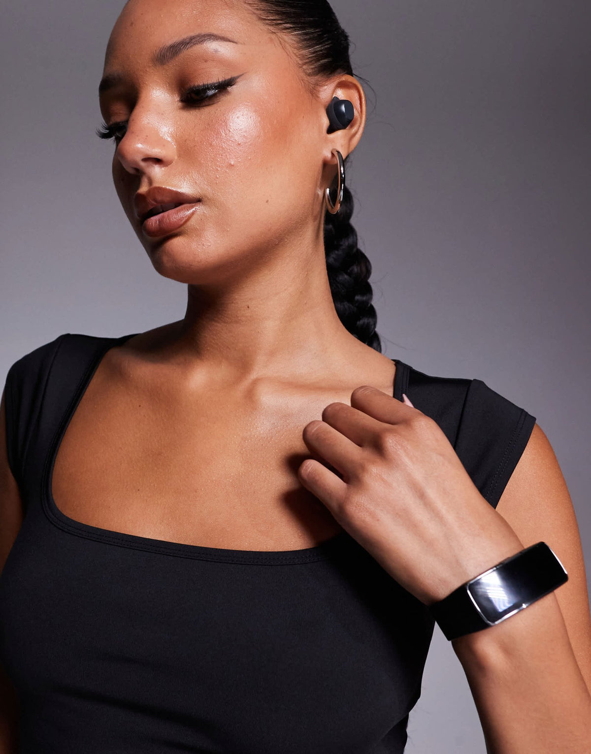 4505 active square neck cap sleeve top in black - ASOS Sample Sale