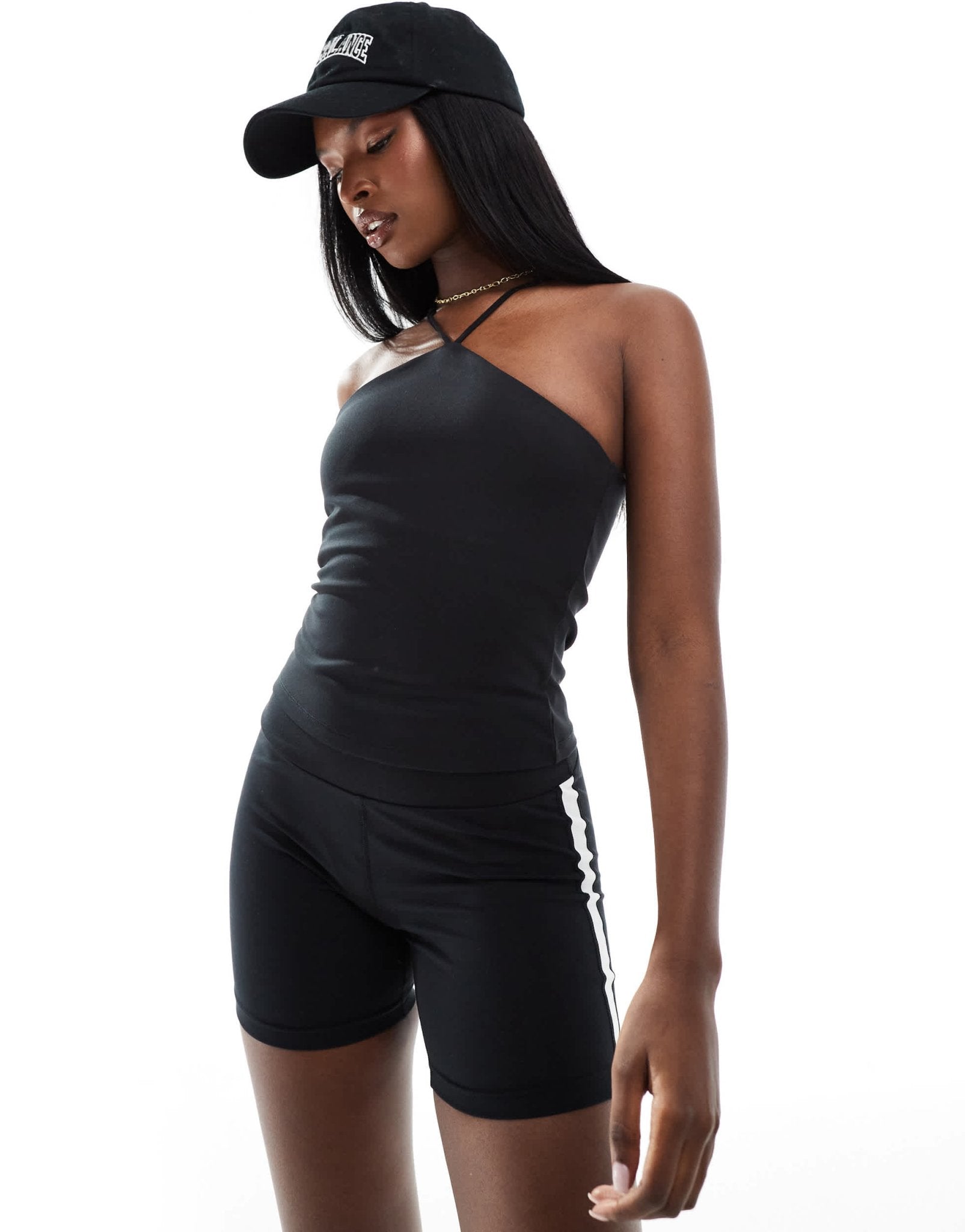 4505 Court tennis halter neck vest with inner bra in black - ASOS Sample Sale