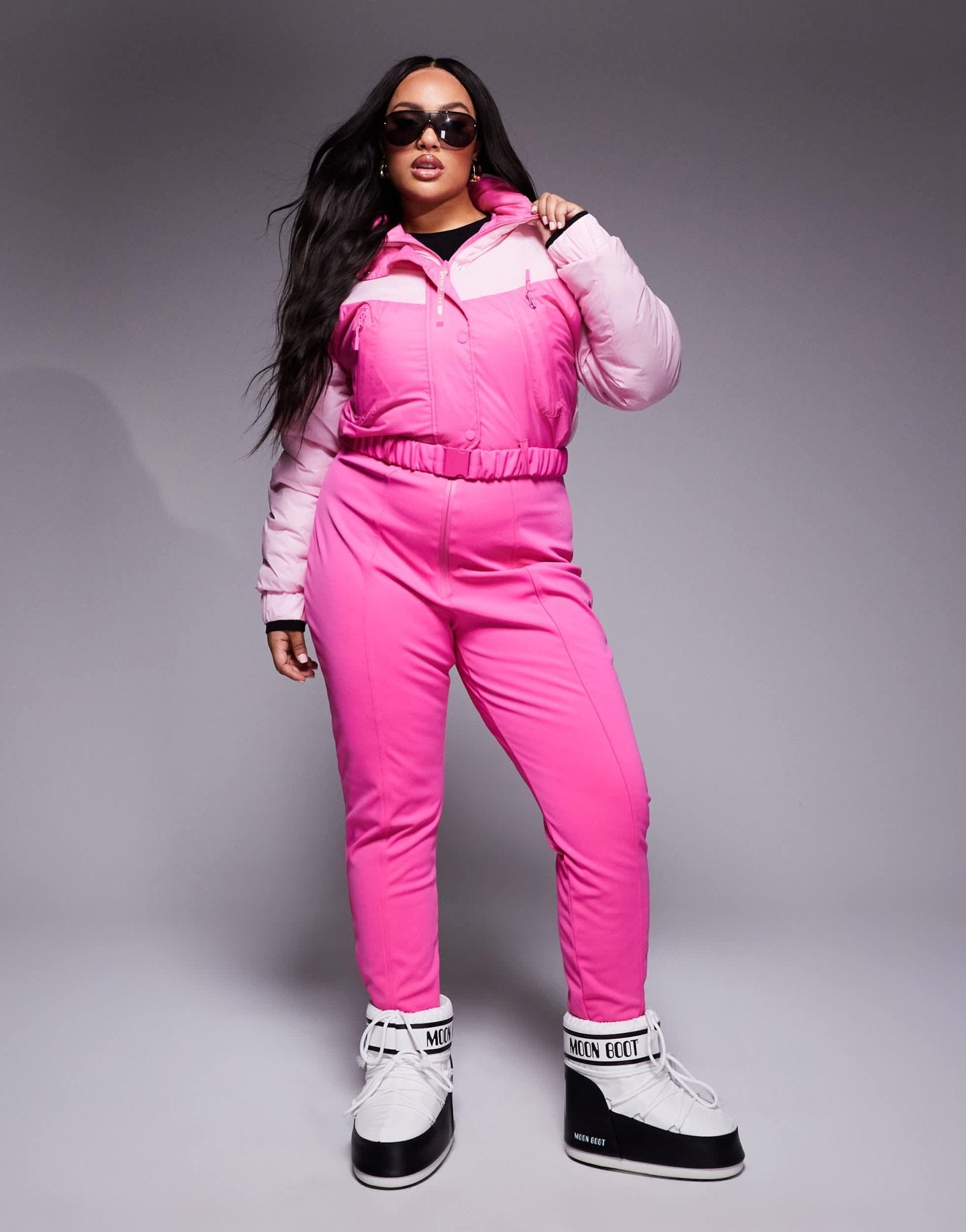 4505 Curve Ski water repellent insulated colour block retro ski suit in pink - ASOS Sample Sale