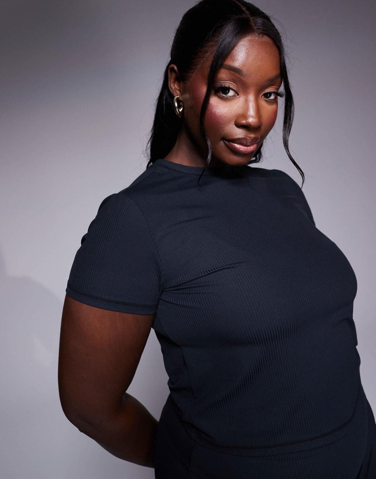 4505 Curve soft touch rib performance baby t-shirt in black - ASOS Sample Sale
