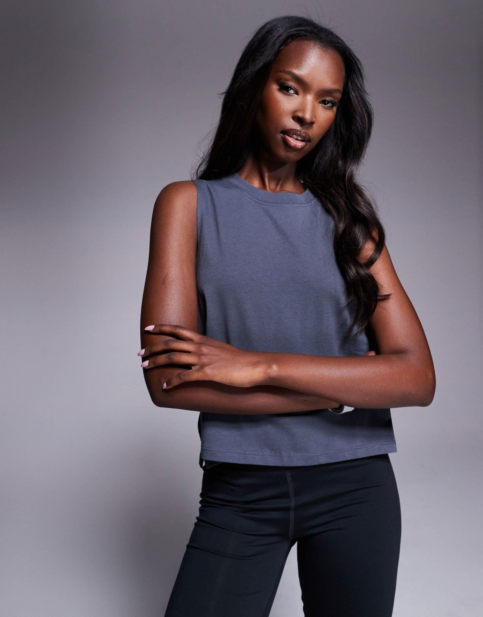 4505 drop armhole cropped cotton vest with quick dry finish in iron grey - ASOS Sample Sale