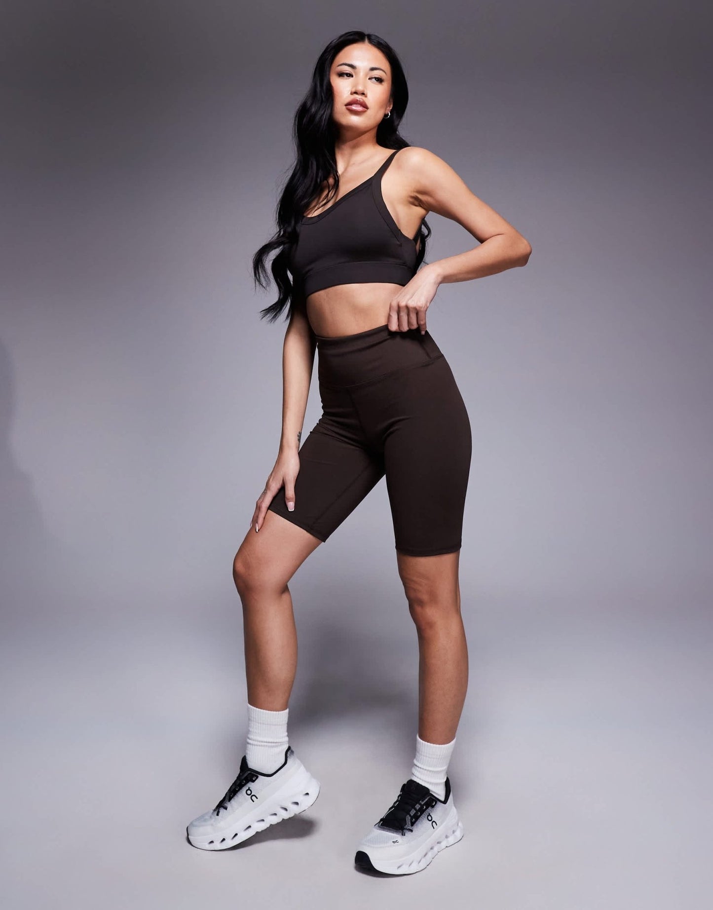 4505 Icon 8 inch soft touch legging short in chocolate - ASOS Sample Sale