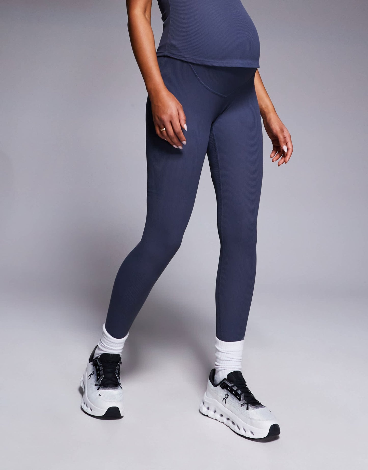 4505 Maternity soft touch rib high waist gym legging in blue grey - ASOS Sample Sale