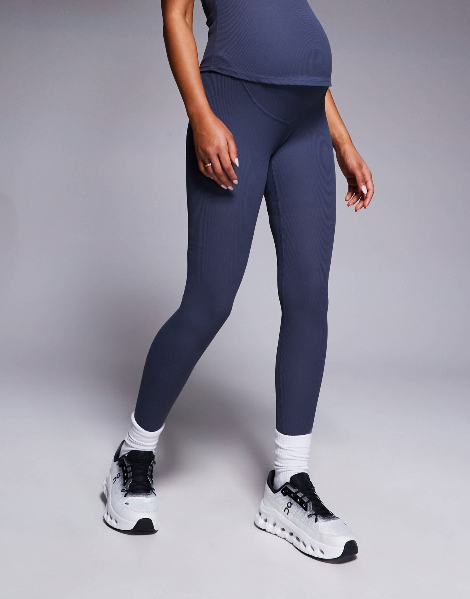 4505 Maternity soft touch rib high waist gym legging in blue grey - ASOS Sample Sale