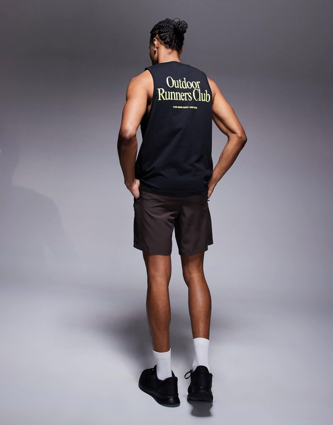 4505 Outdoor Runner back print cotton vest with quick dry finish in black - ASOS Sample Sale