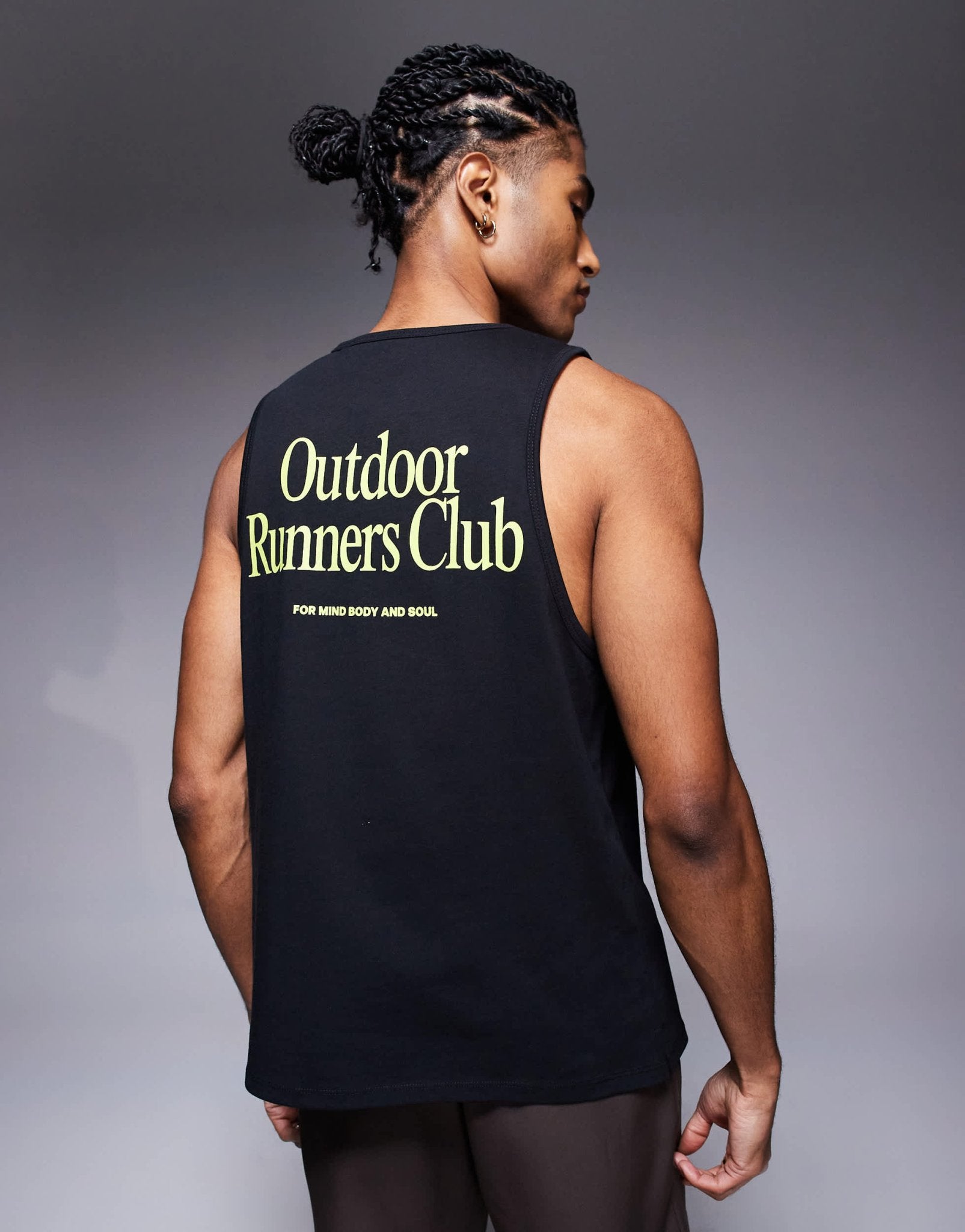 4505 Outdoor Runner back print cotton vest with quick dry finish in black - ASOS Sample Sale