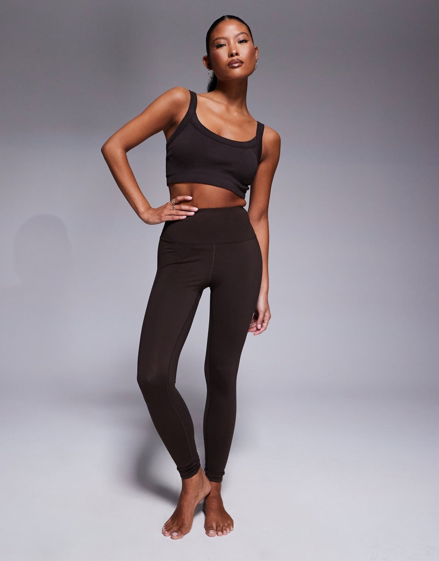 4505 Petite Icon soft touch high waist yoga legging in chocolate - ASOS Sample Sale