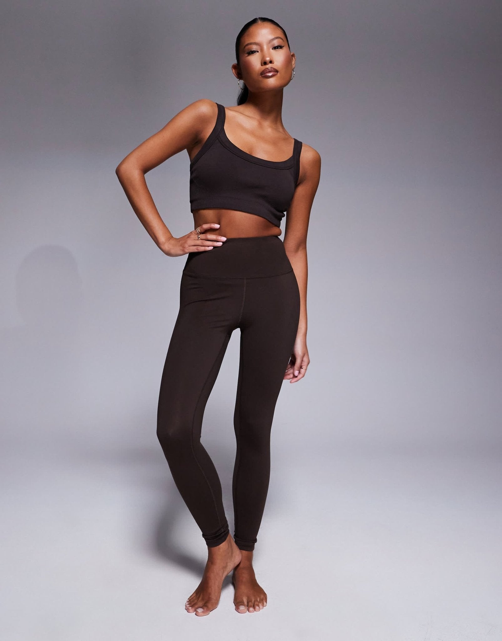 4505 Petite Icon soft touch high waist yoga legging in chocolate - ASOS Sample Sale