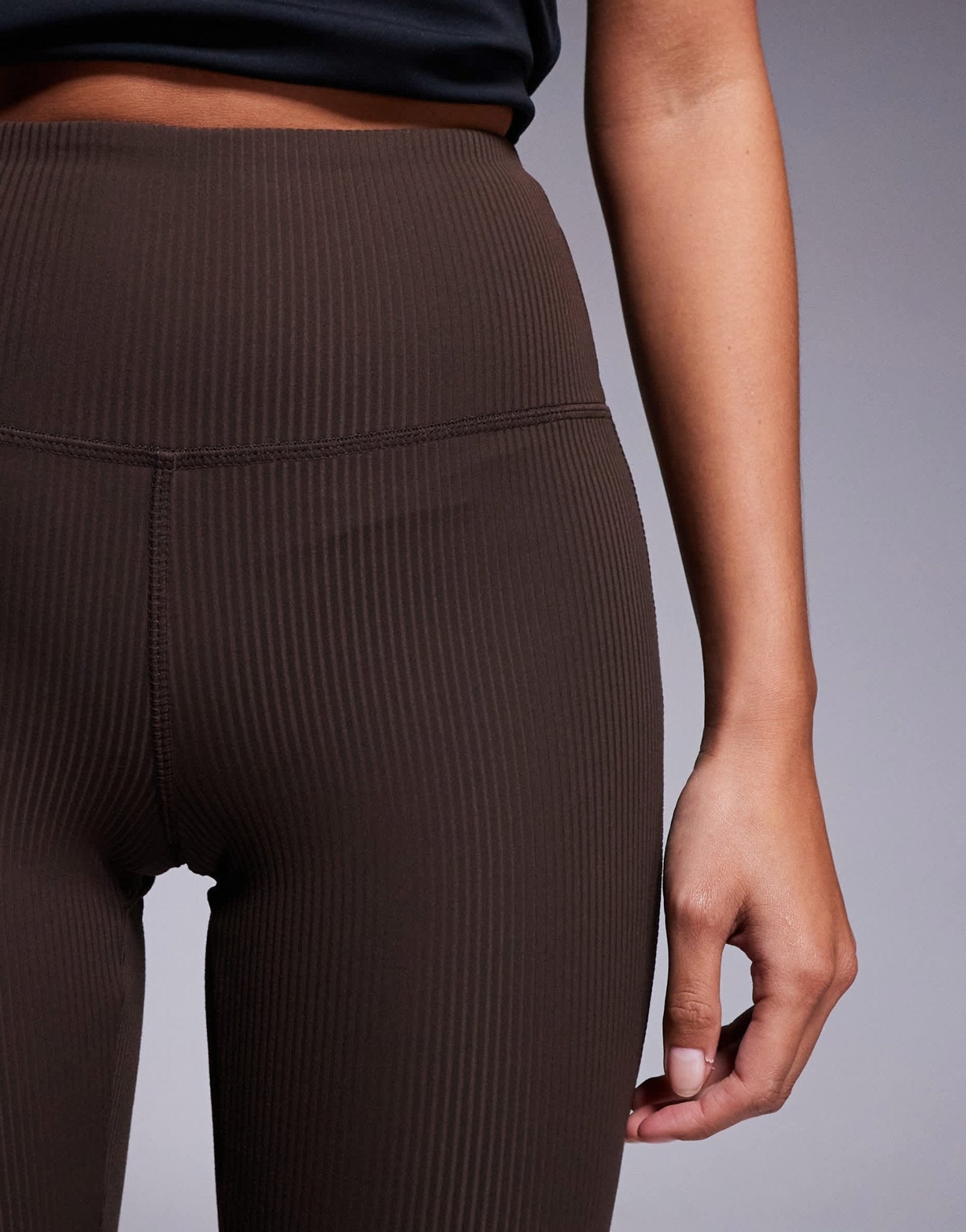 4505 Petite soft touch rib slim kick yoga legging in truffle - ASOS Sample Sale