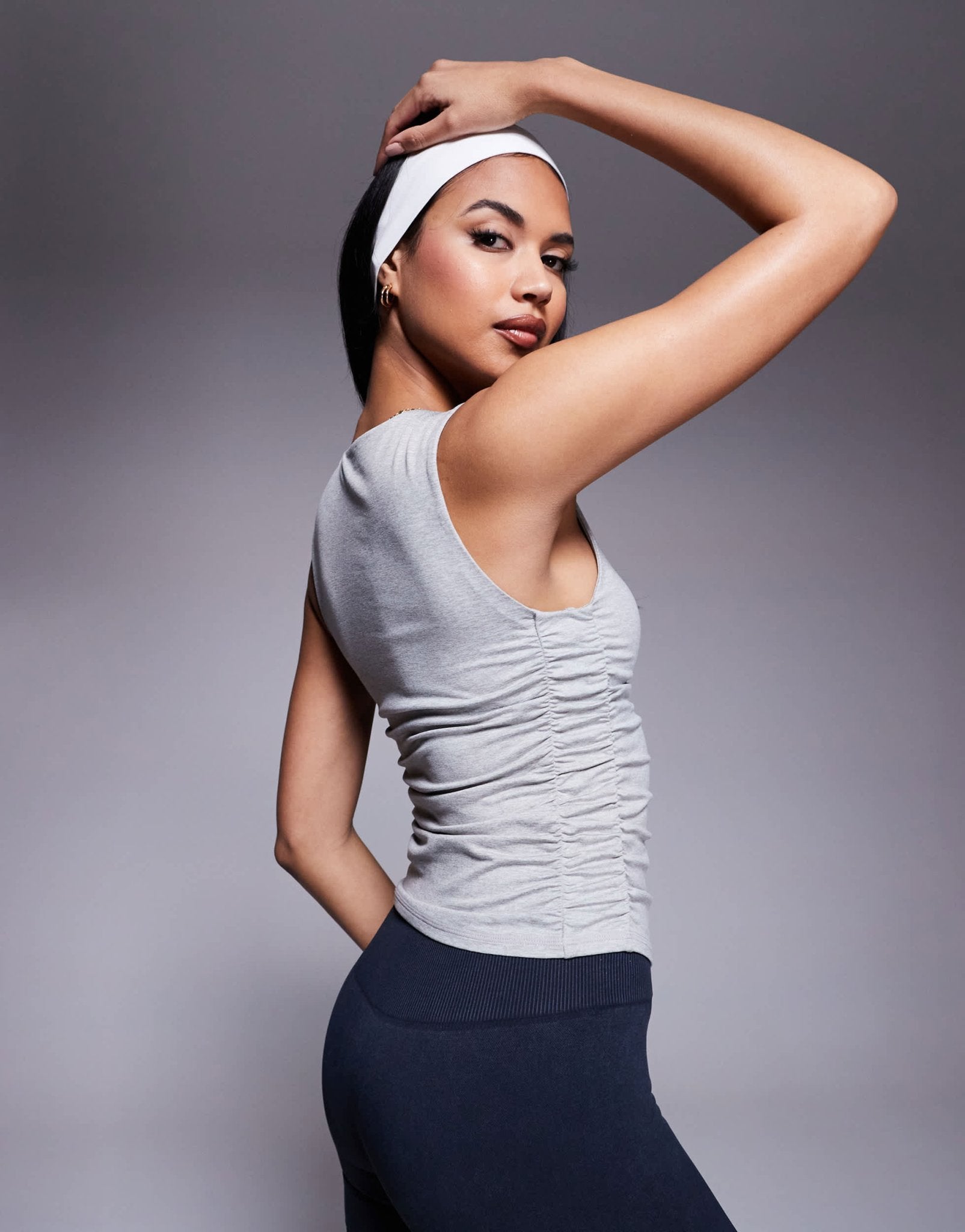 4505 ruched side vest with inner bra in grey marl - ASOS Sample Sale