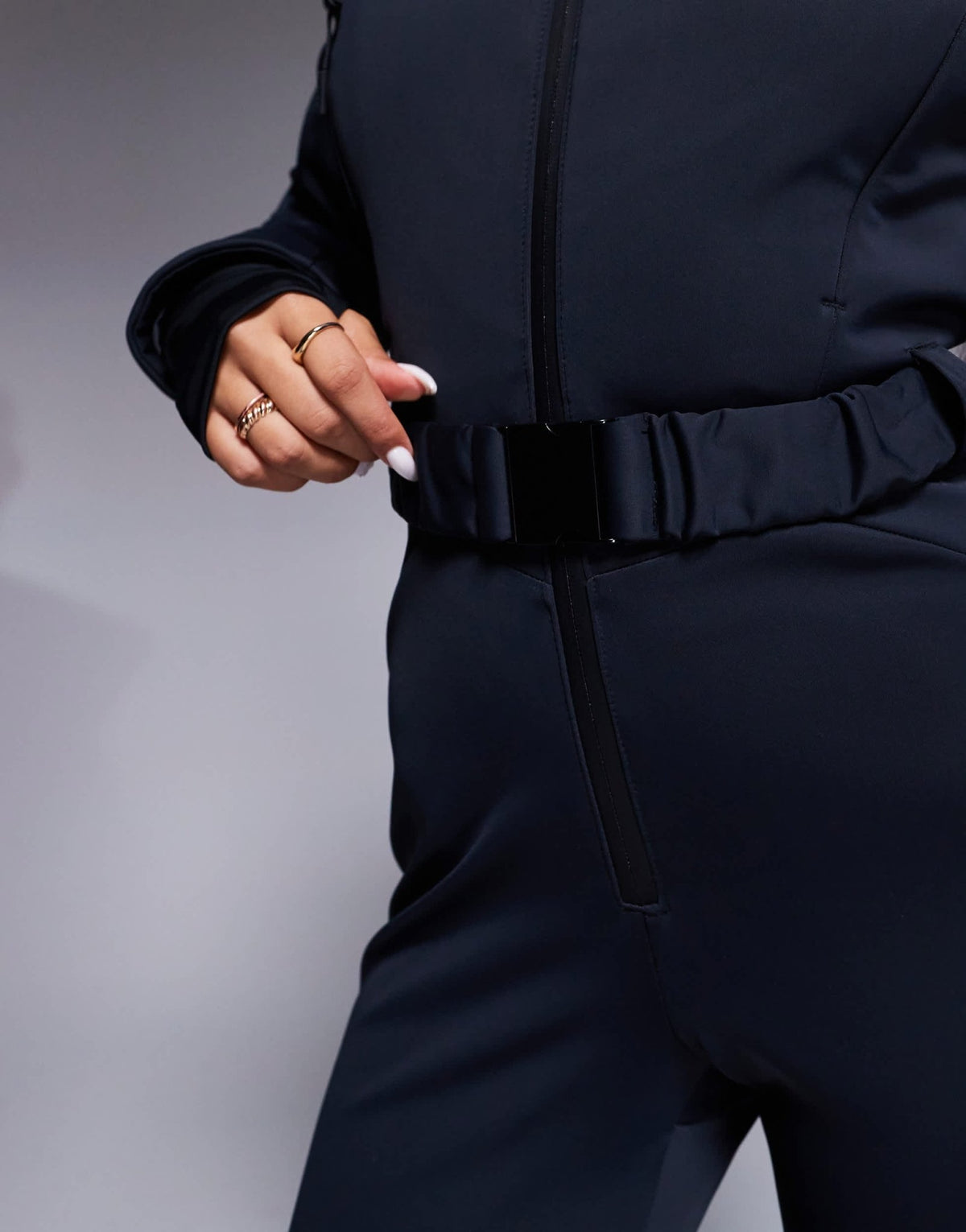 4505 Ski belted ski suit with skinny leg and hood in black - ASOS Sample Sale