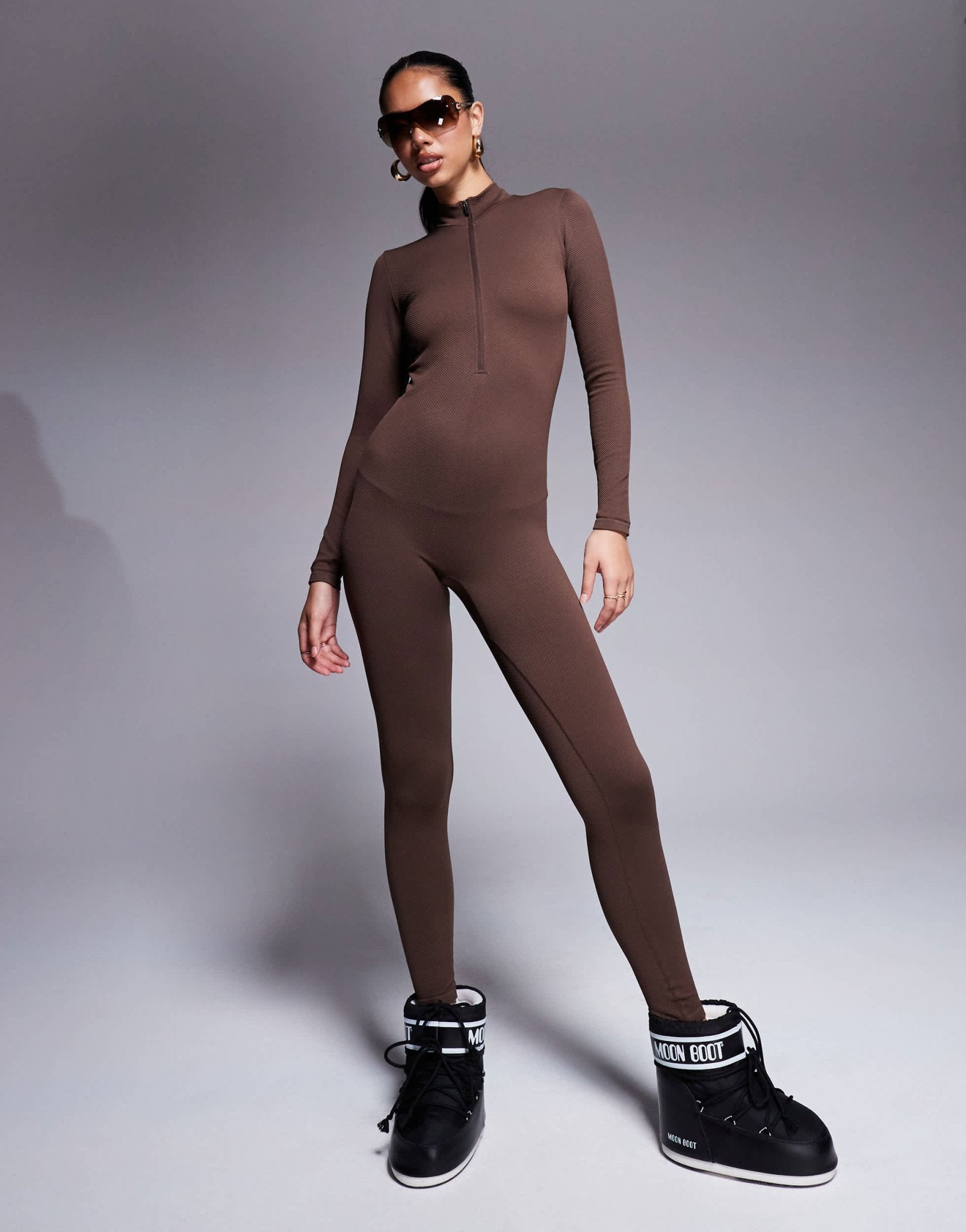 4505 Ski seamless thermal base layer all in one in brown - ASOS Sample Sale