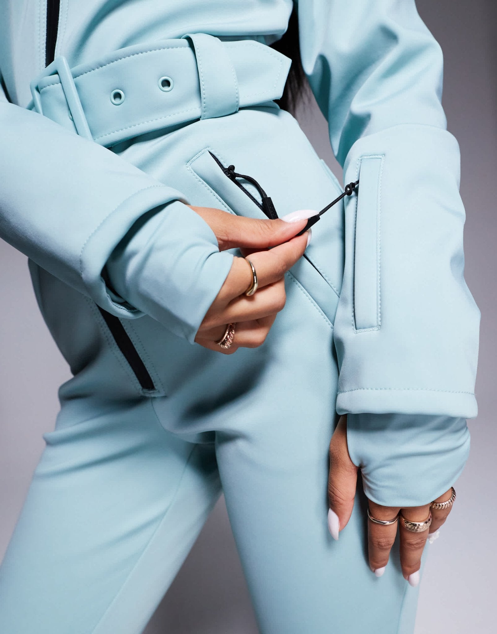4505 Ski soft shell water repellent belted ski suit in turquoise - ASOS Sample Sale
