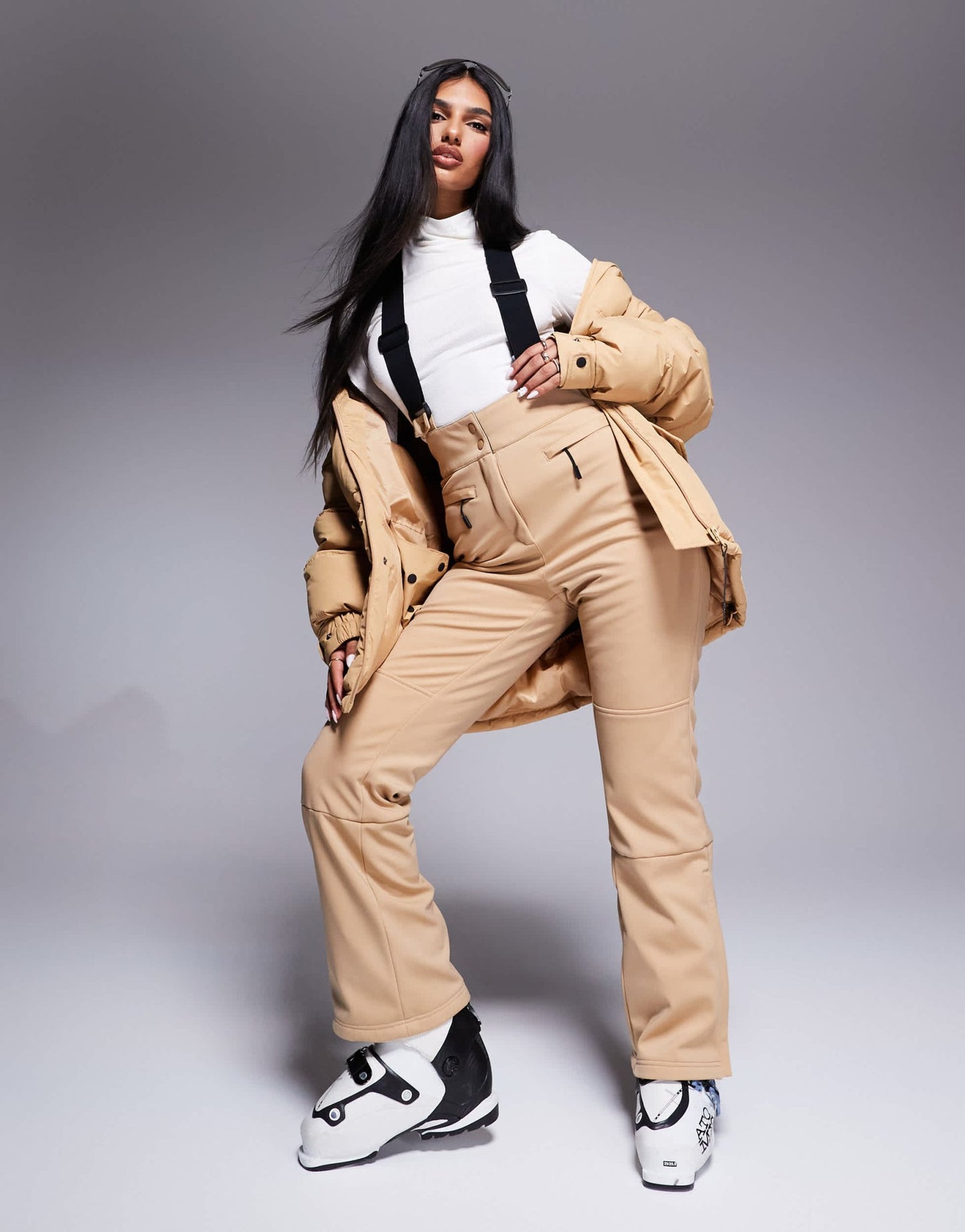 4505 Ski soft shell water repellent kick flare ski trousers in caramel - ASOS Sample Sale