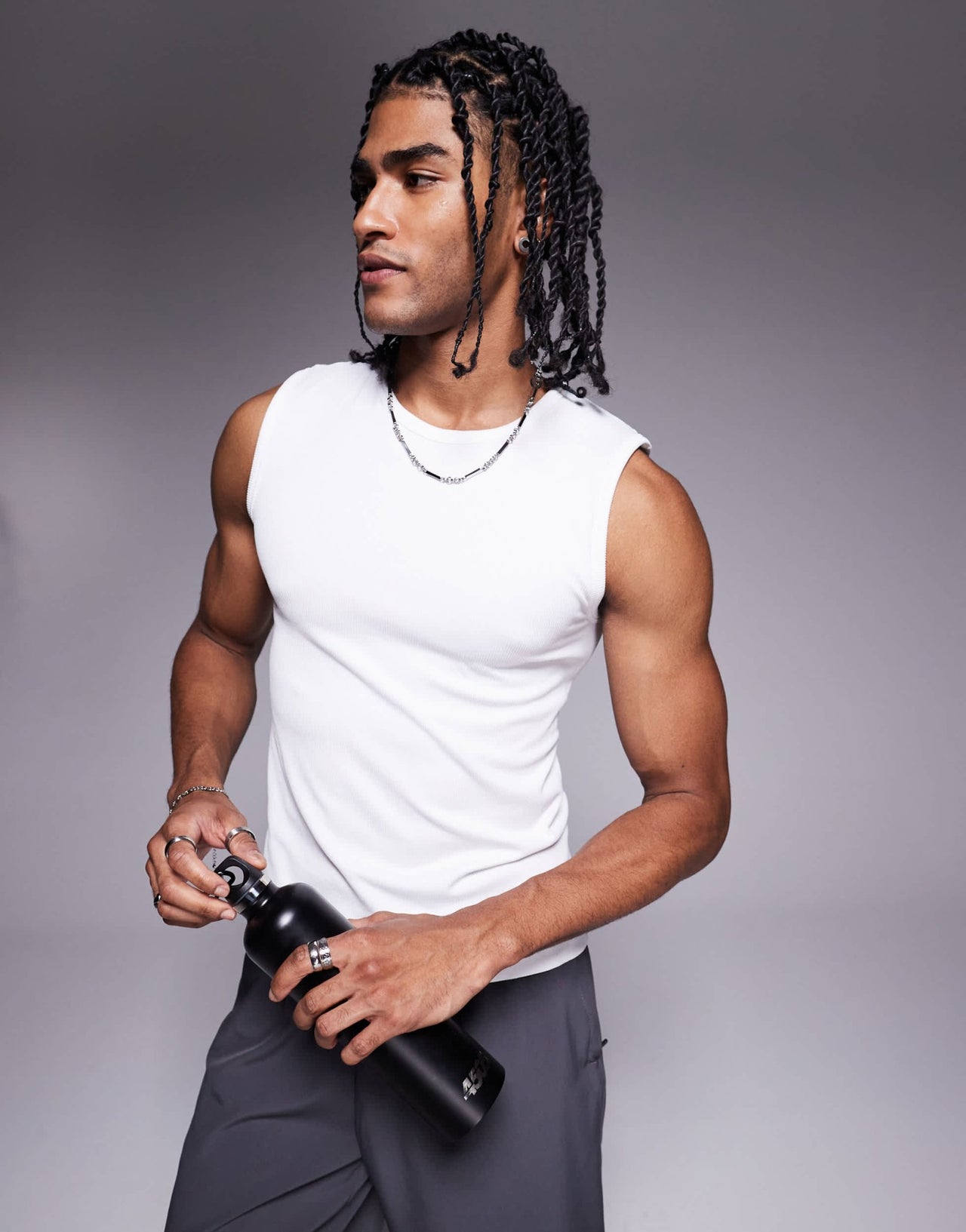 4505 slim fit seamless ribbed training tank in white - ASOS Sample Sale