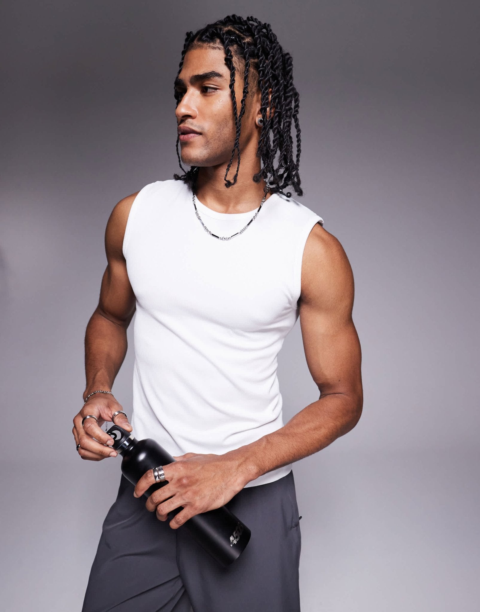 4505 slim fit seamless ribbed training tank in white - ASOS Sample Sale