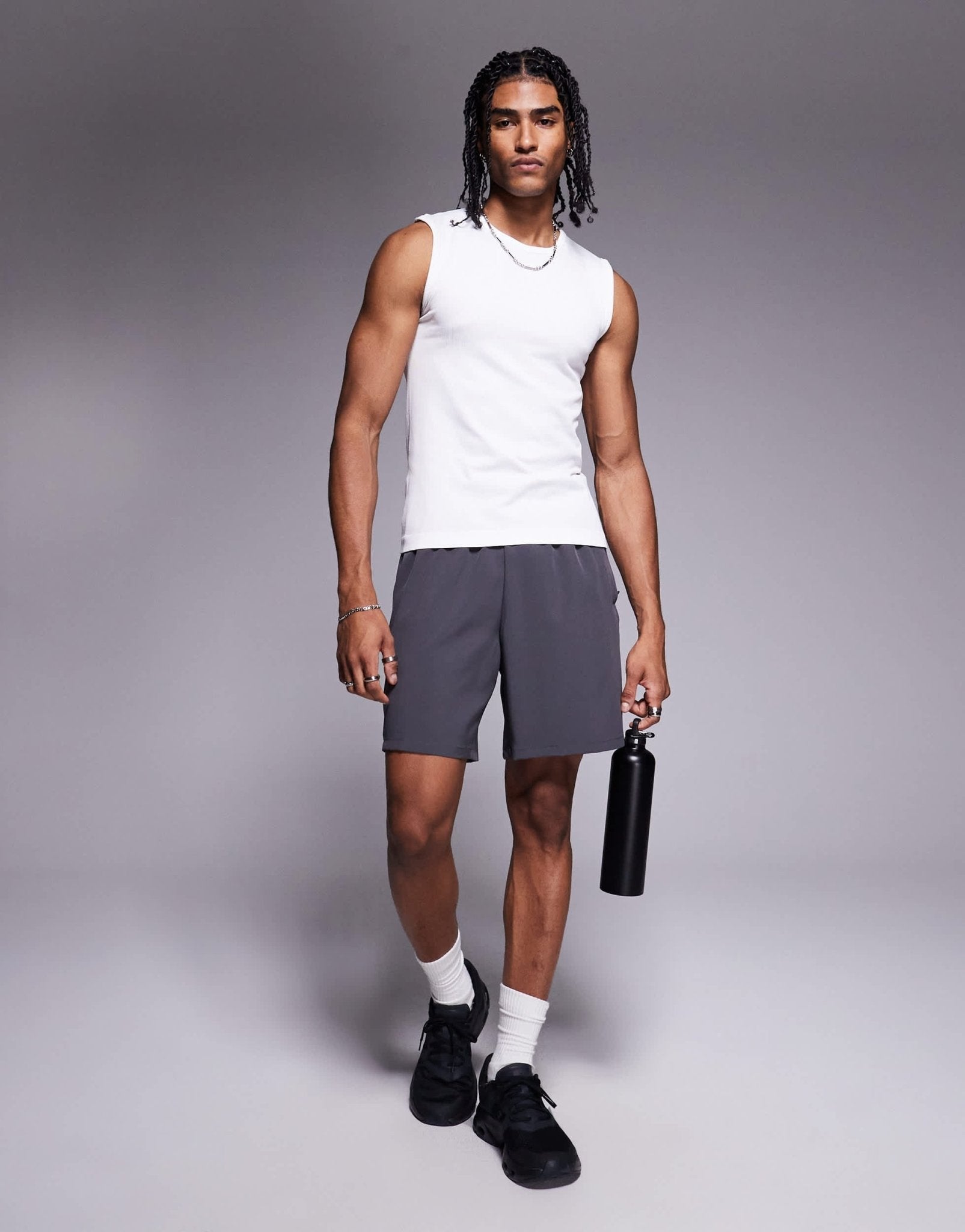 4505 slim fit seamless ribbed training tank in white - ASOS Sample Sale