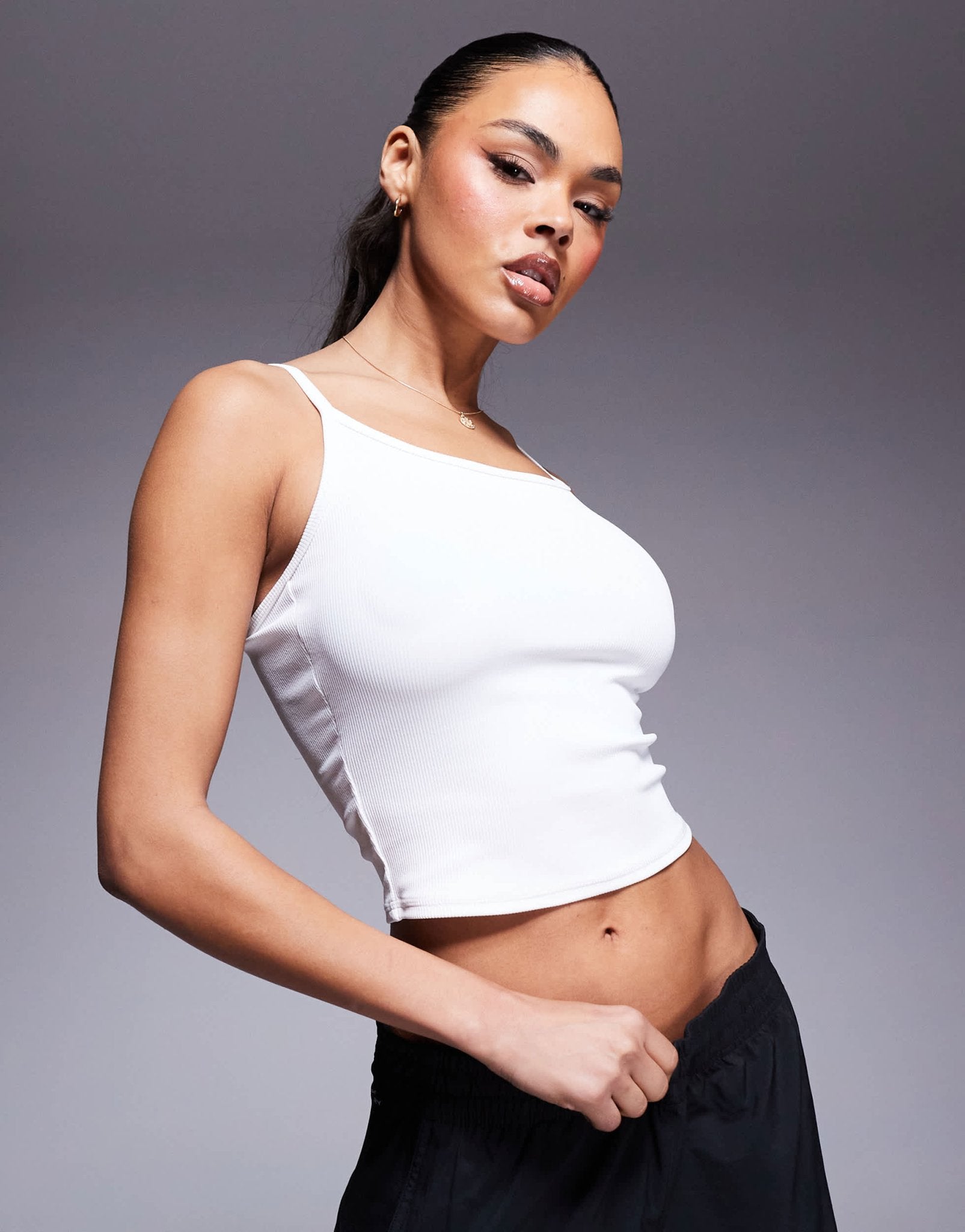 4505 strappy ribbed cami active vest in white - ASOS Sample Sale