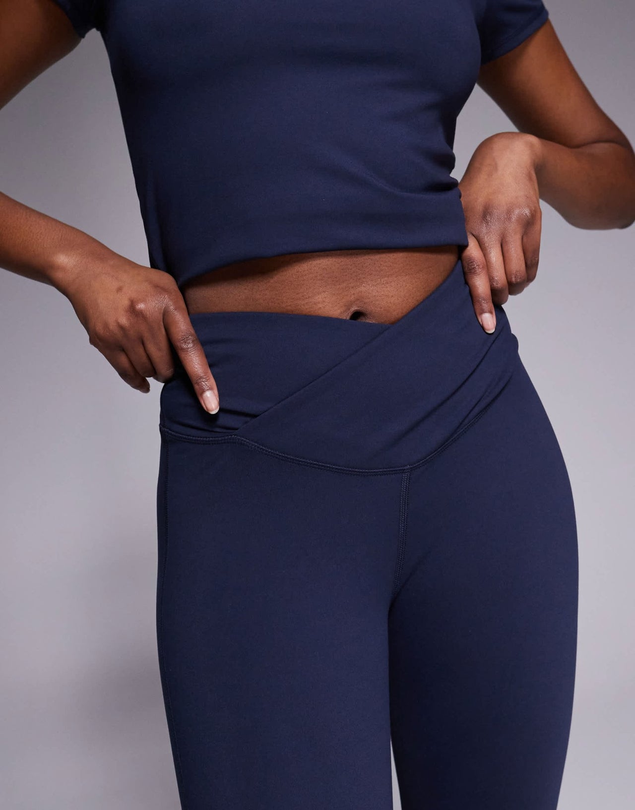 4505 Tall Icon soft touch wrap waist yoga legging in midnight navy - ASOS Sample Sale