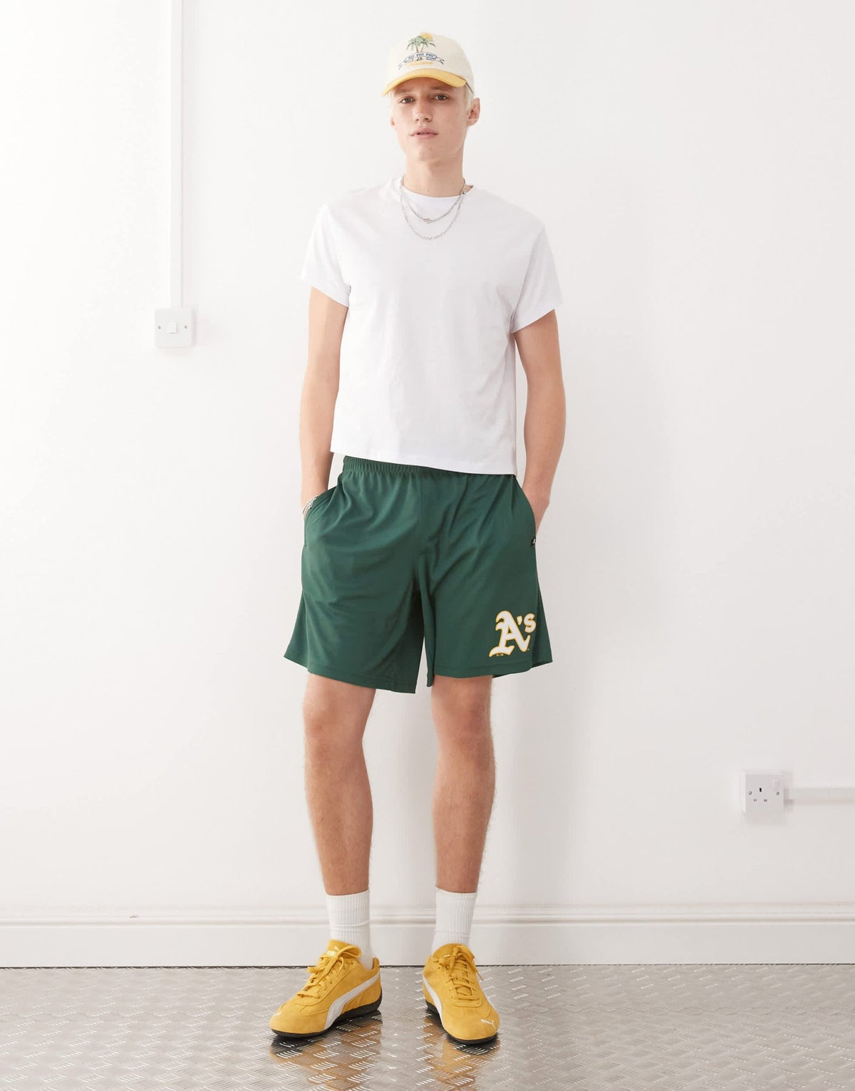 47 Brand Oakland Athletics imprint logo shorts in green - ASOS Sample Sale