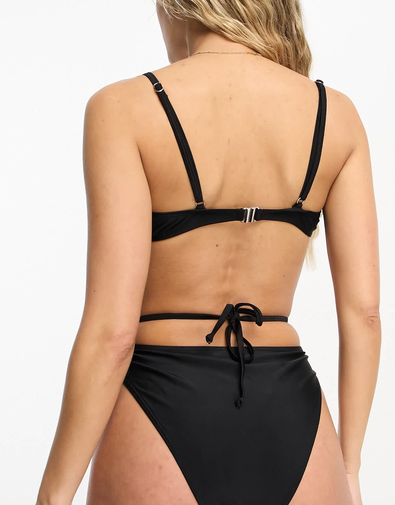 4th & Reckless aila tie waist bikini bottom in black - ASOS Sample Sale
