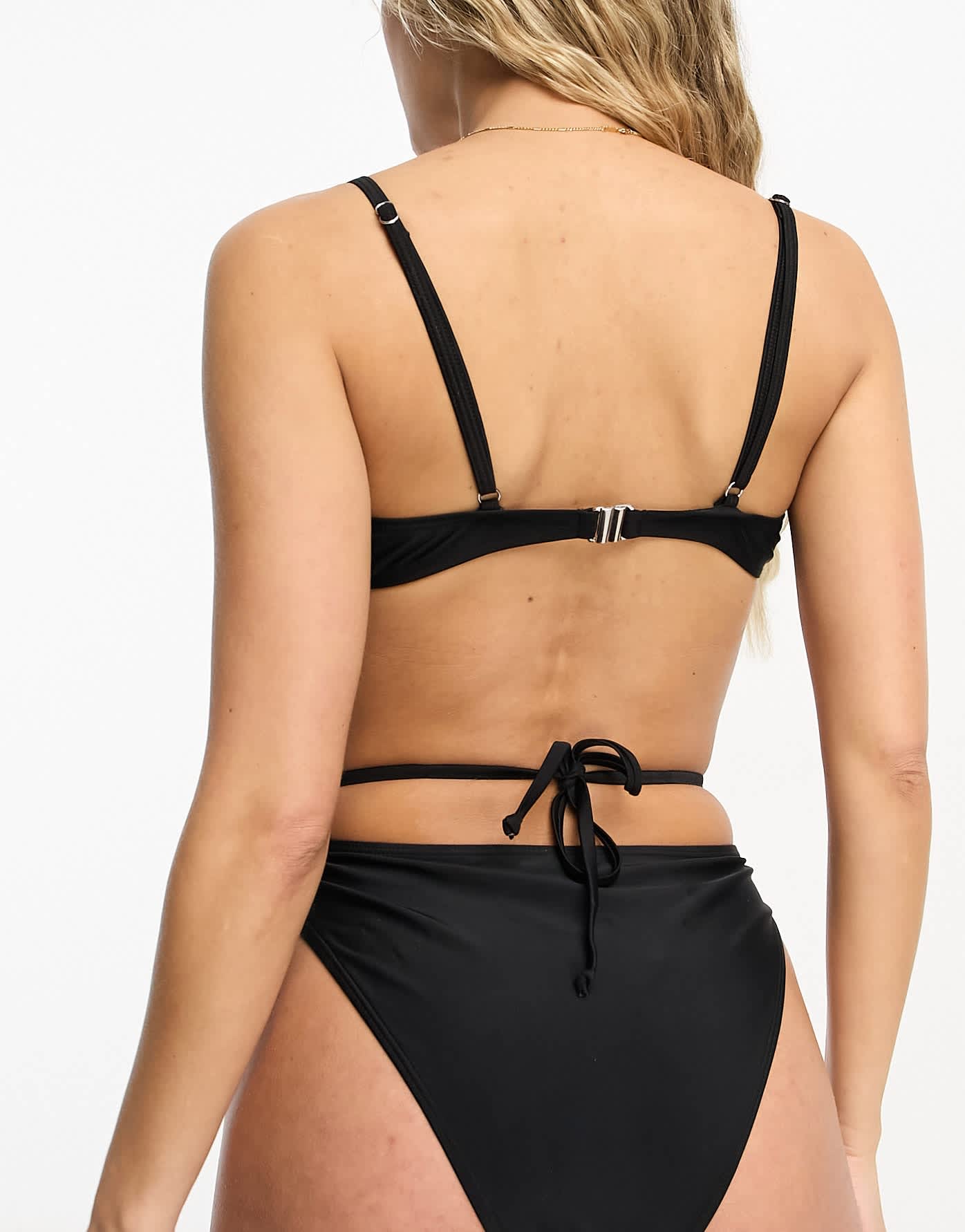 4th & Reckless aila tie waist bikini bottom in black - ASOS Sample Sale