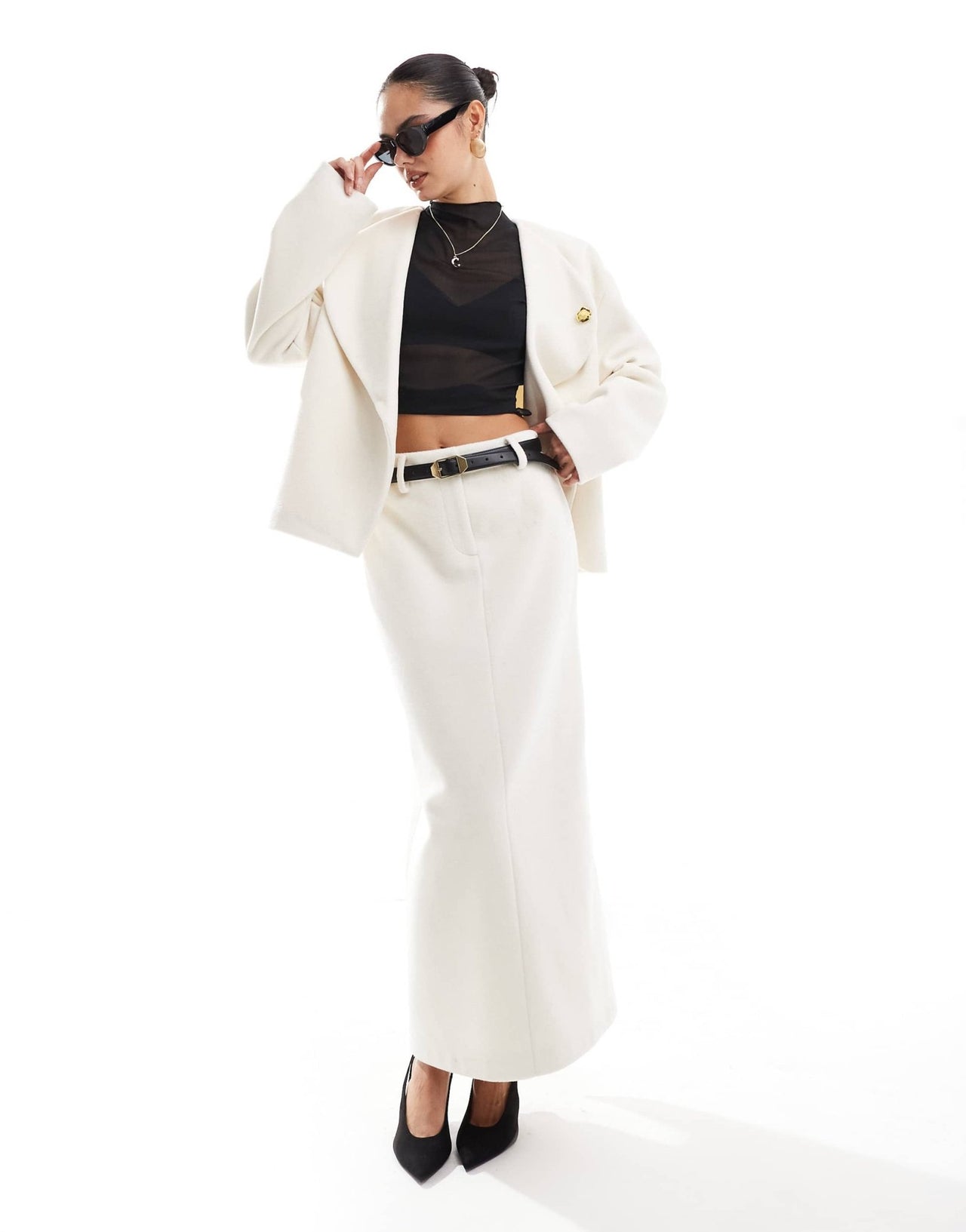 4th & Reckless column maxi skirt co - ord in cream - ASOS Sample Sale
