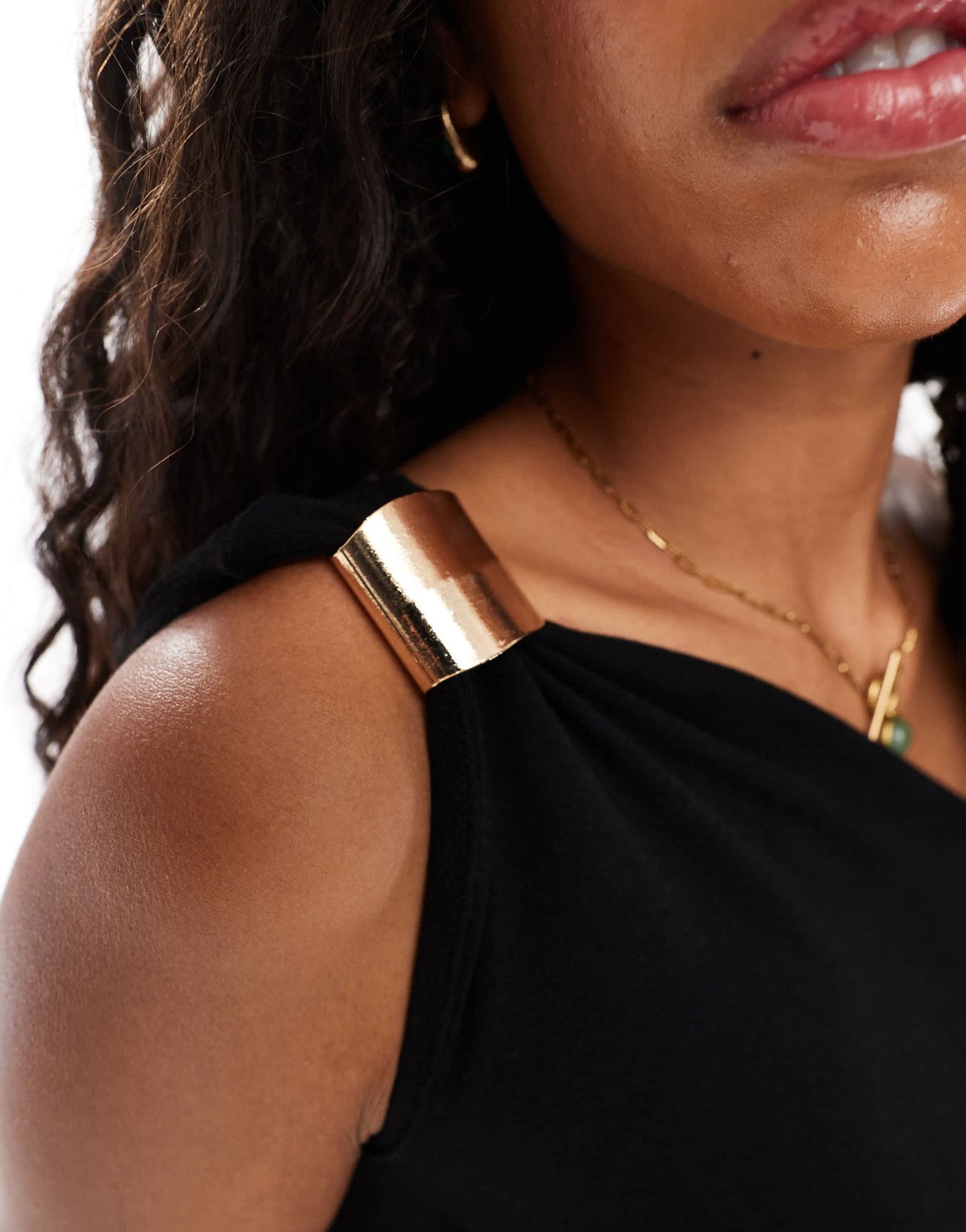 4th & Reckless double layered slinky hardware detail one shoulder top co - ord in black - ASOS Sample Sale
