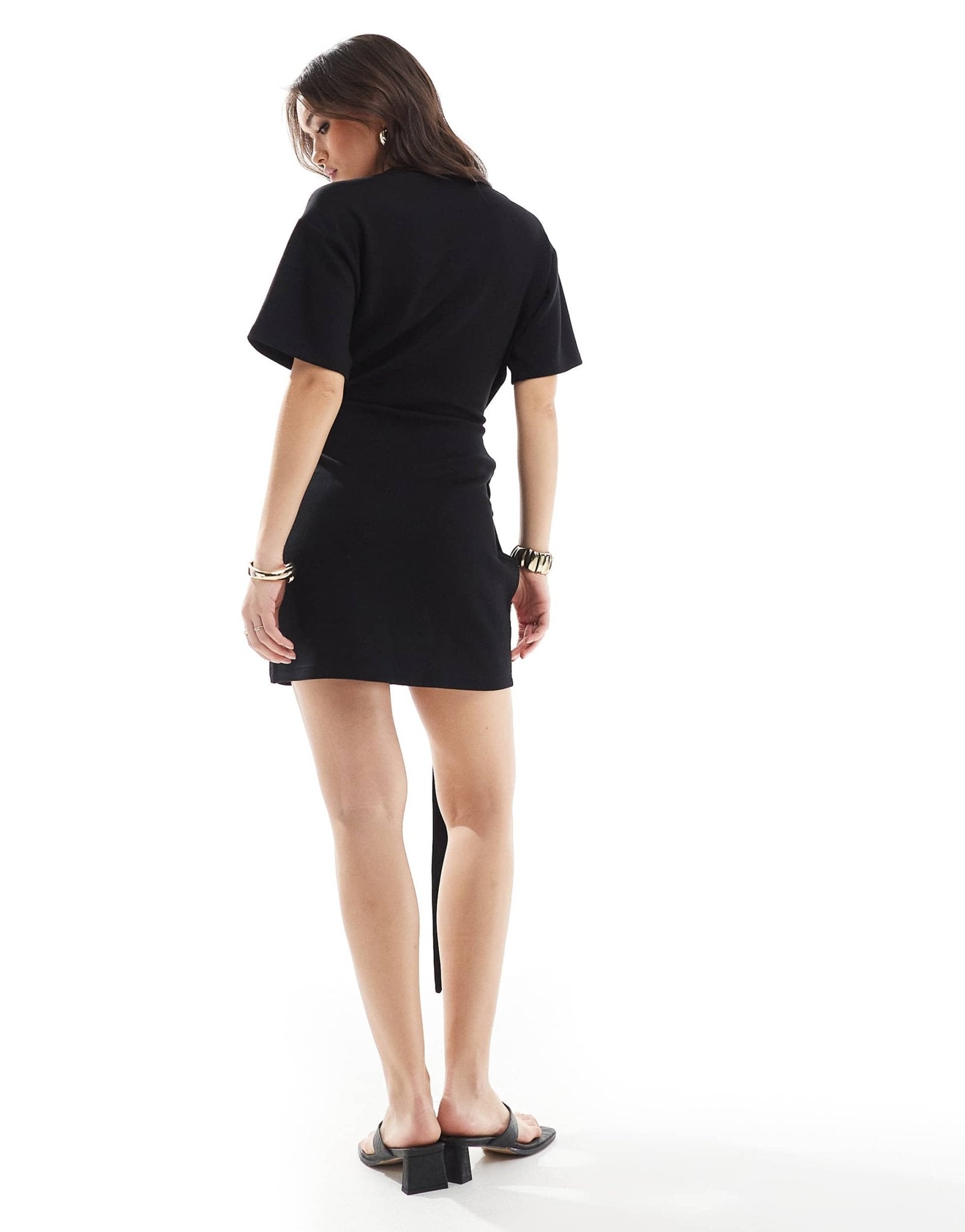 4th & Reckless drape detail mini dress in black - ASOS Sample Sale