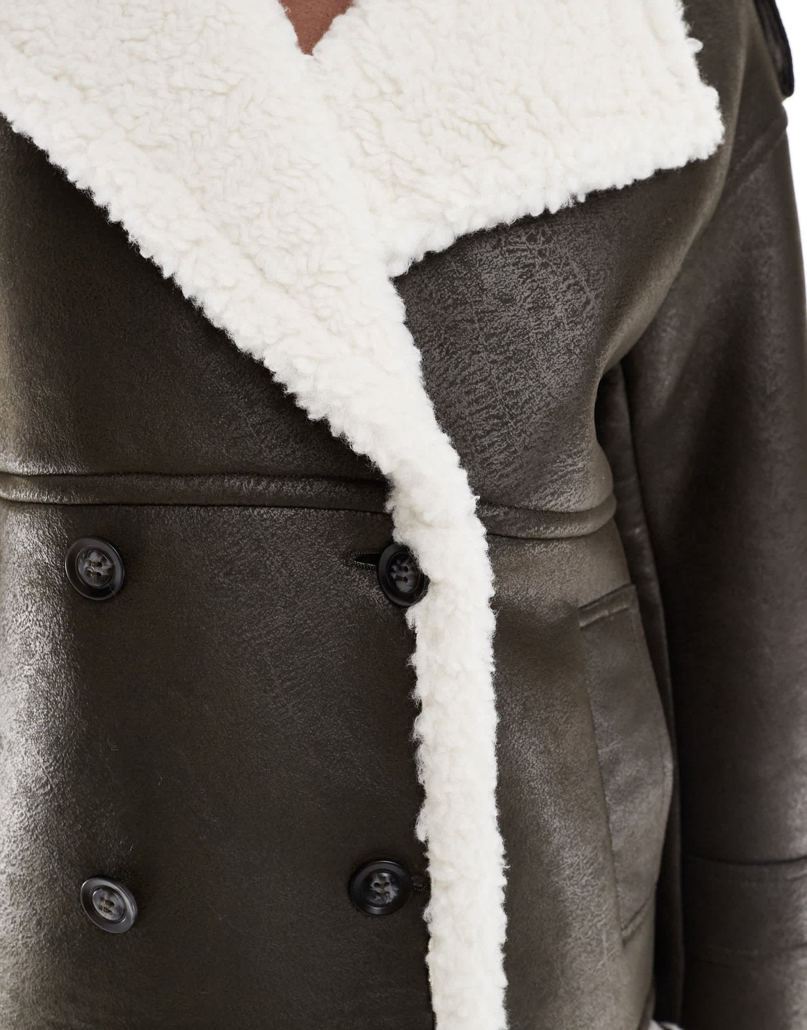 4th & Reckless faux shearling jacket in grey - ASOS Sample Sale