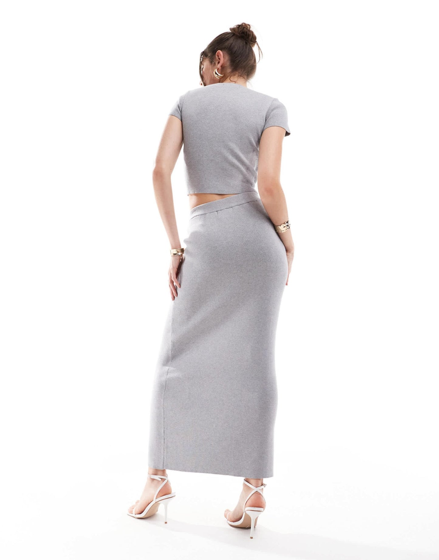 4th & Reckless fine knit maxi skirt co - ord in grey - ASOS Sample Sale