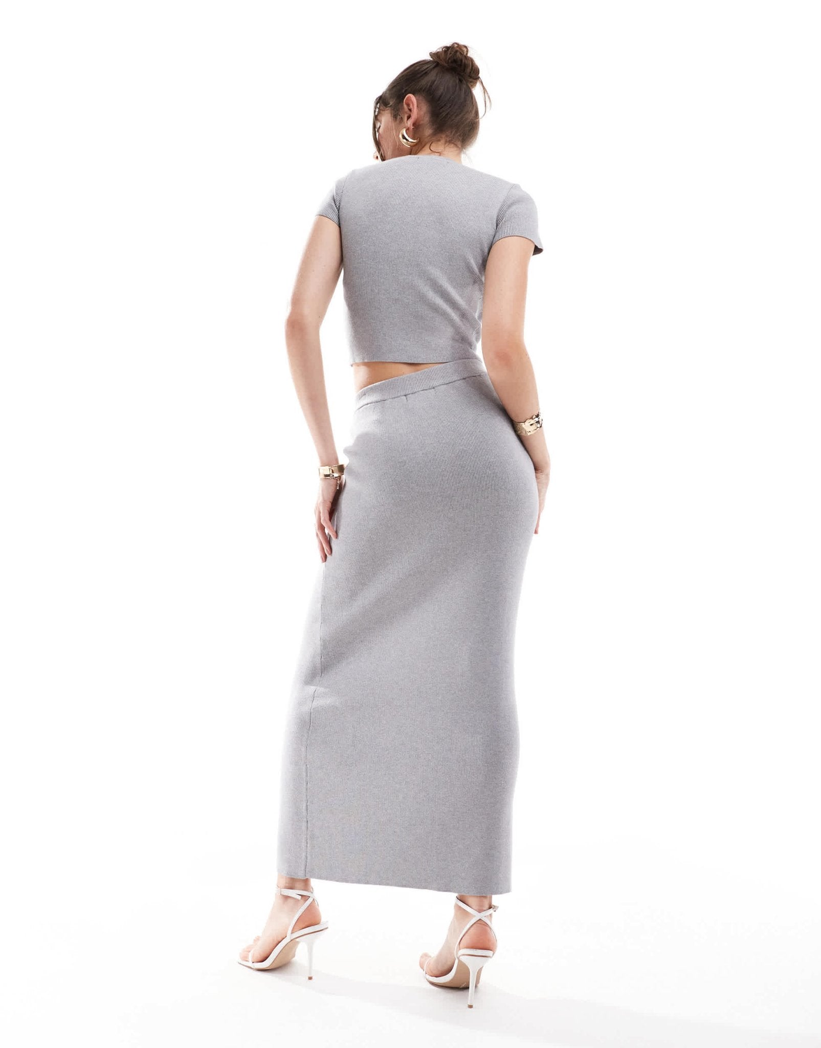 4th & Reckless fine knit maxi skirt co - ord in grey - ASOS Sample Sale
