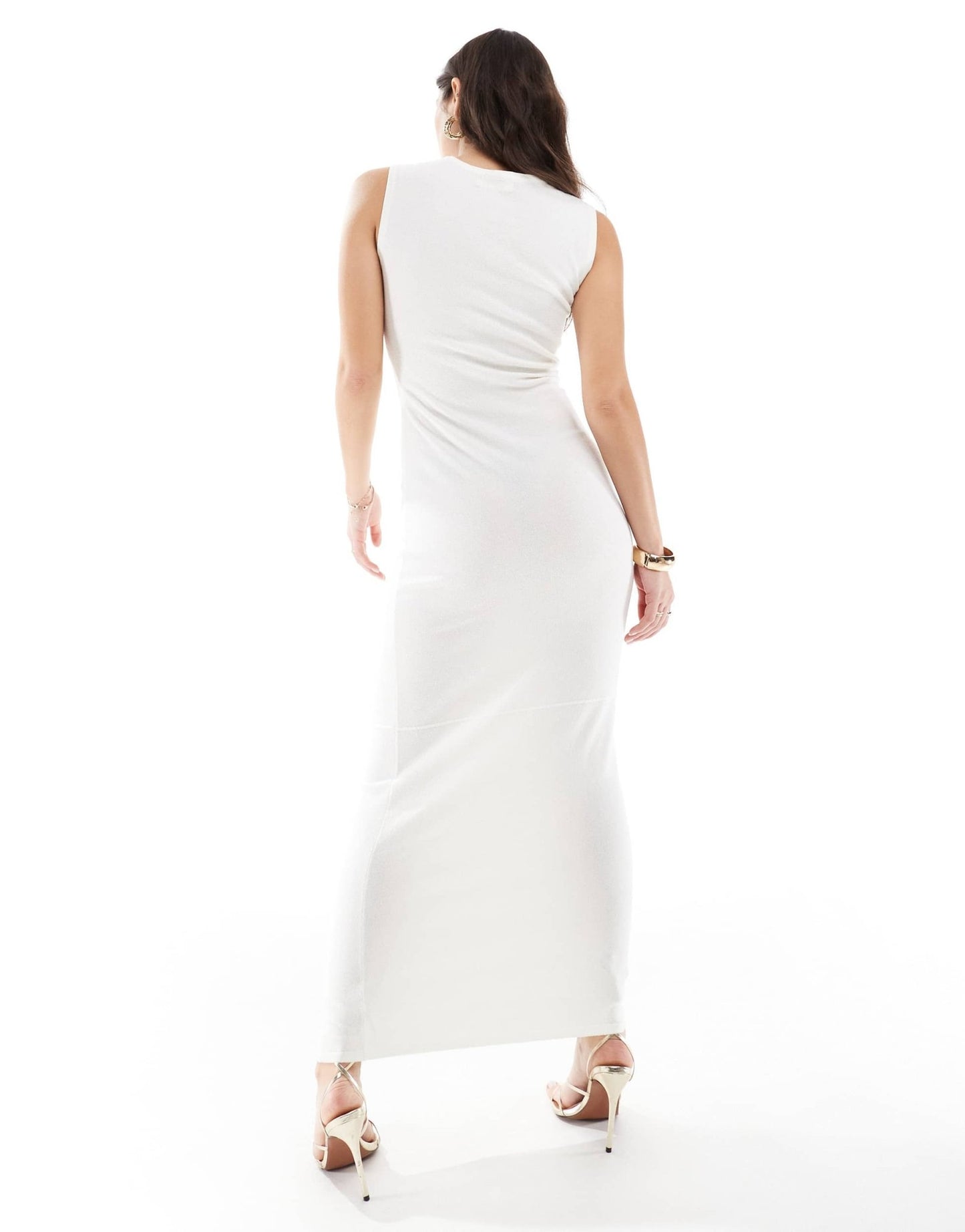 4th & Reckless fine knit sleeveless twist bust detail maxi dress in cream - ASOS Sample Sale