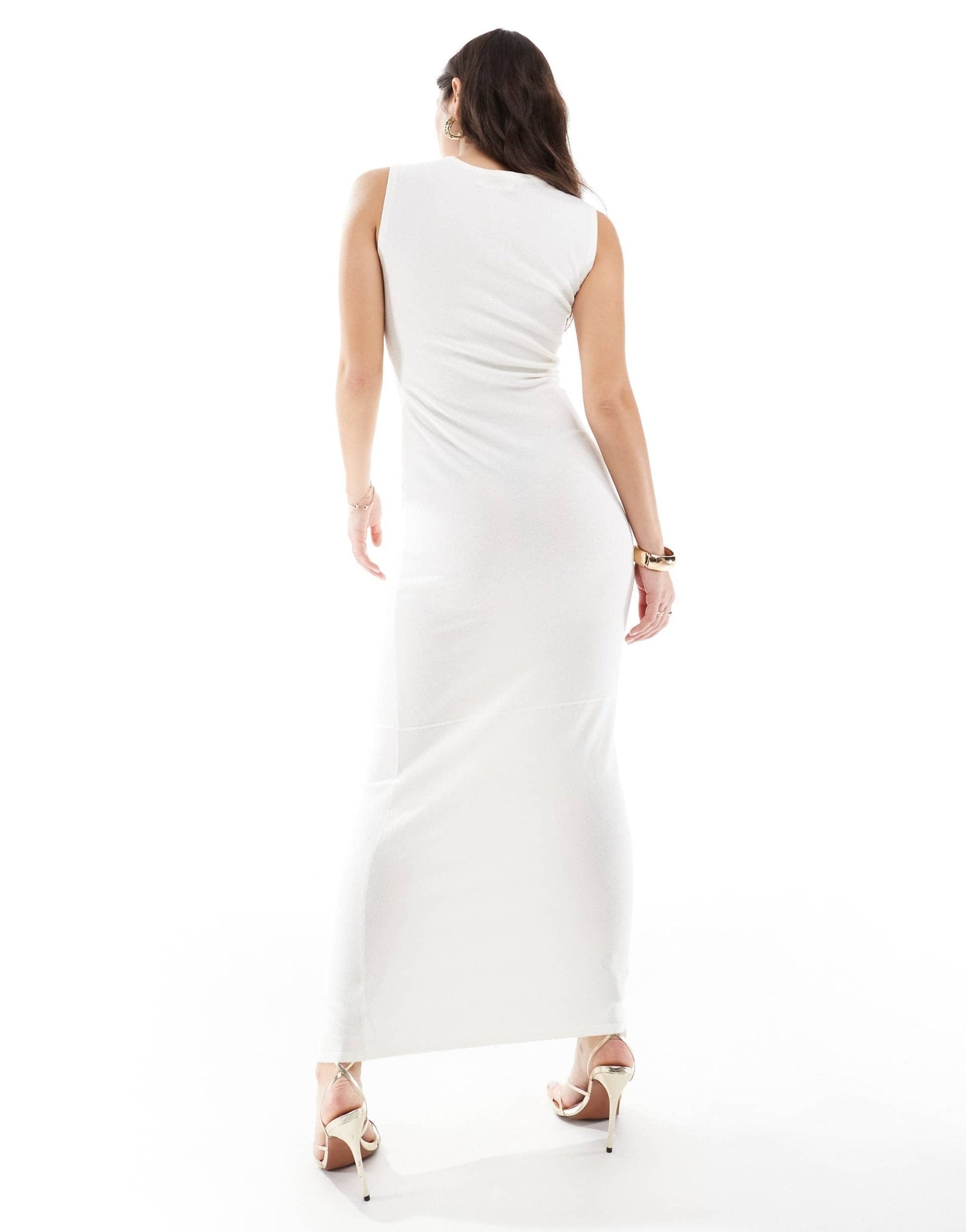4th & Reckless fine knit sleeveless twist bust detail maxi dress in cream - ASOS Sample Sale