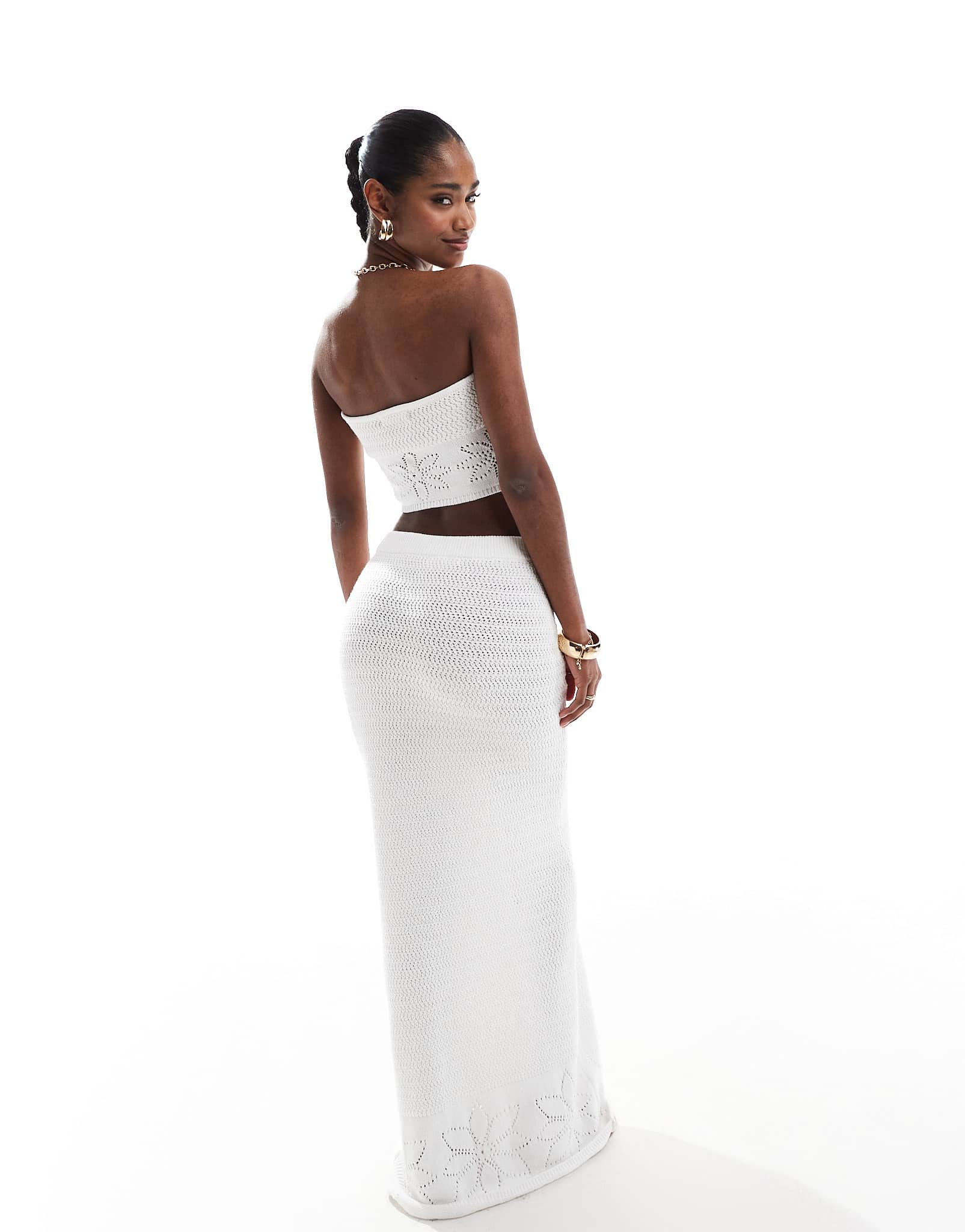 4th & Reckless knitted maxi beach skirt co-ord in white – ASOS Sample Sale
