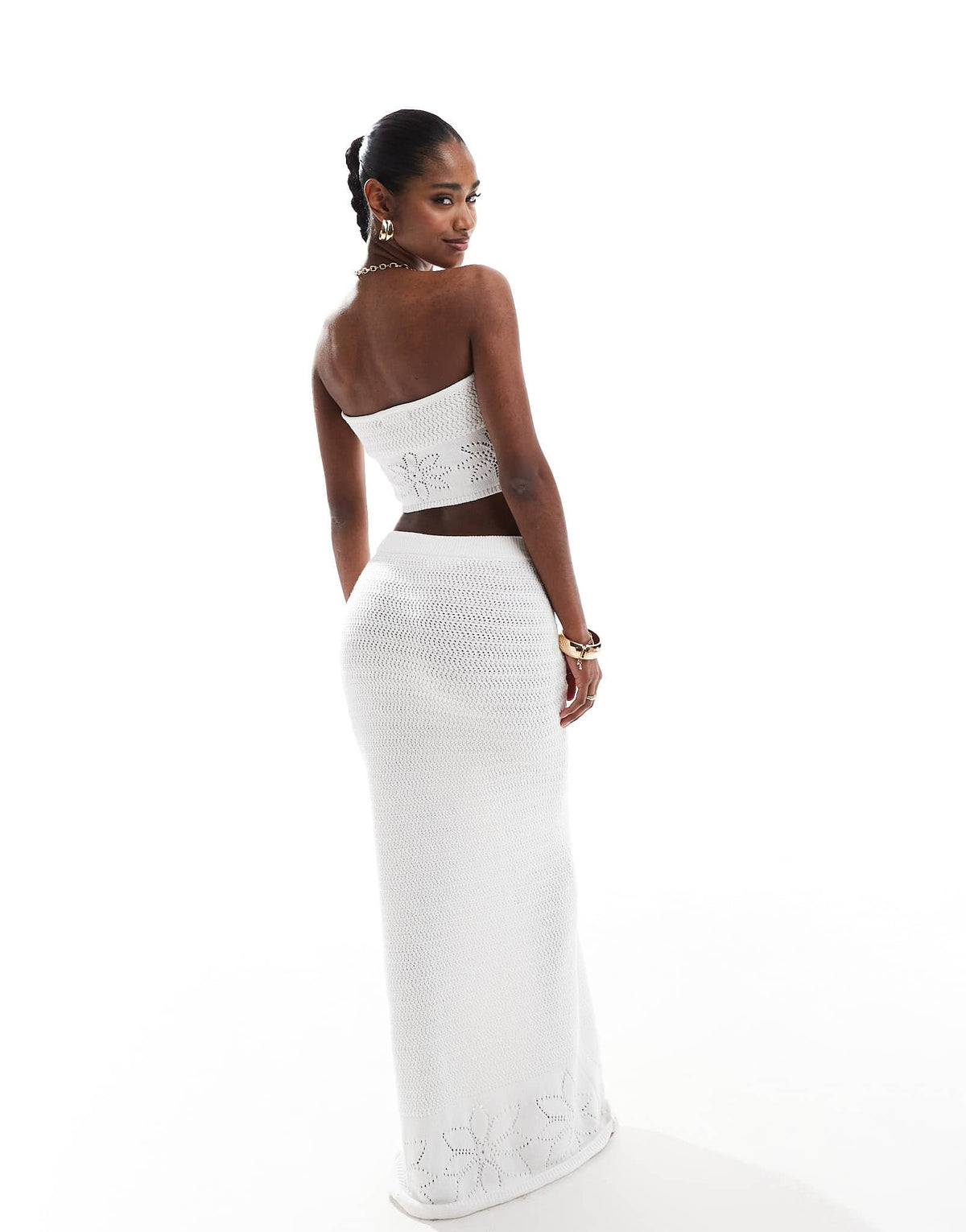 4th & Reckless knitted maxi beach skirt co-ord in white - ASOS Sample Sale