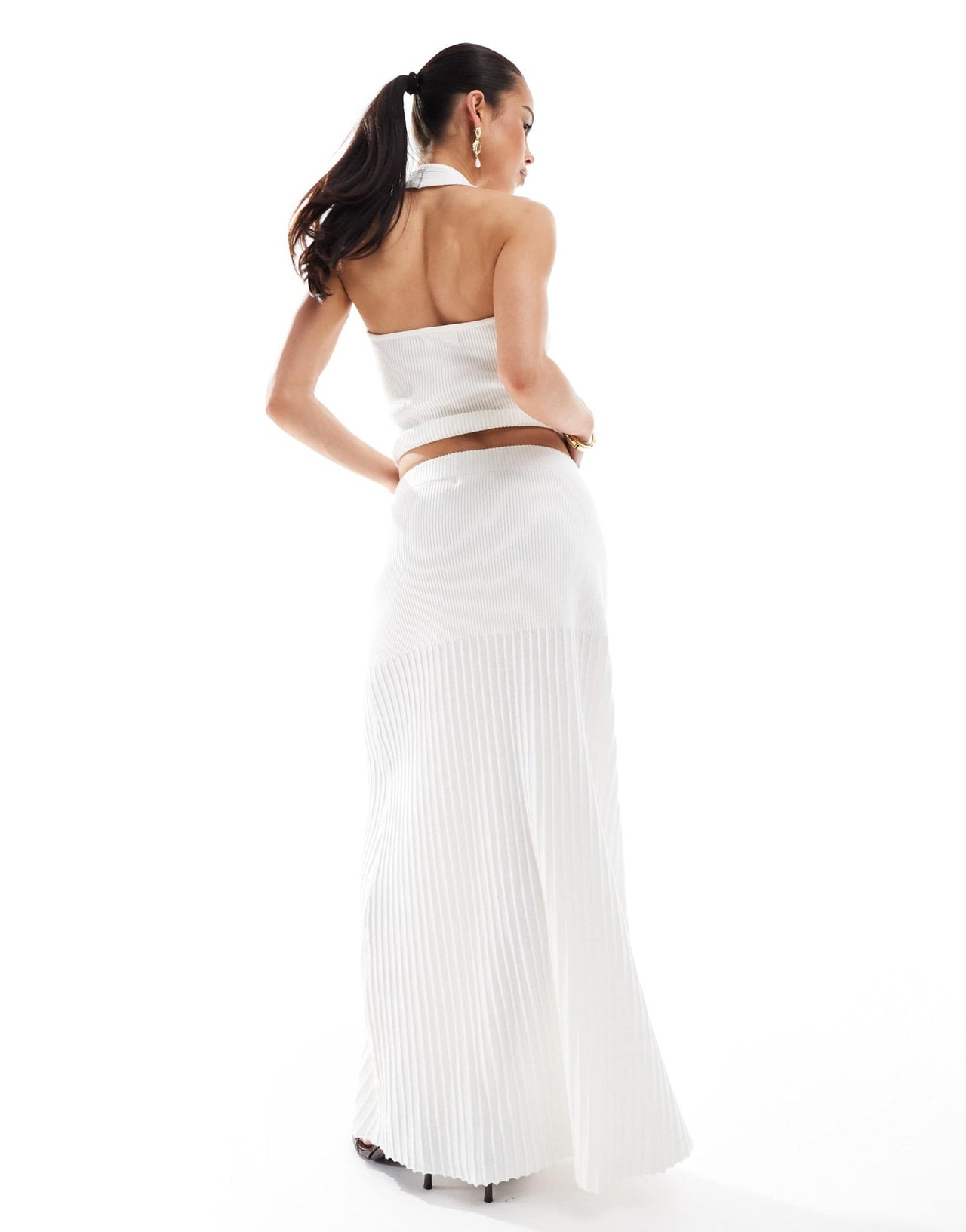 4th & Reckless knitted maxi skirt co - ord in white - ASOS Sample Sale