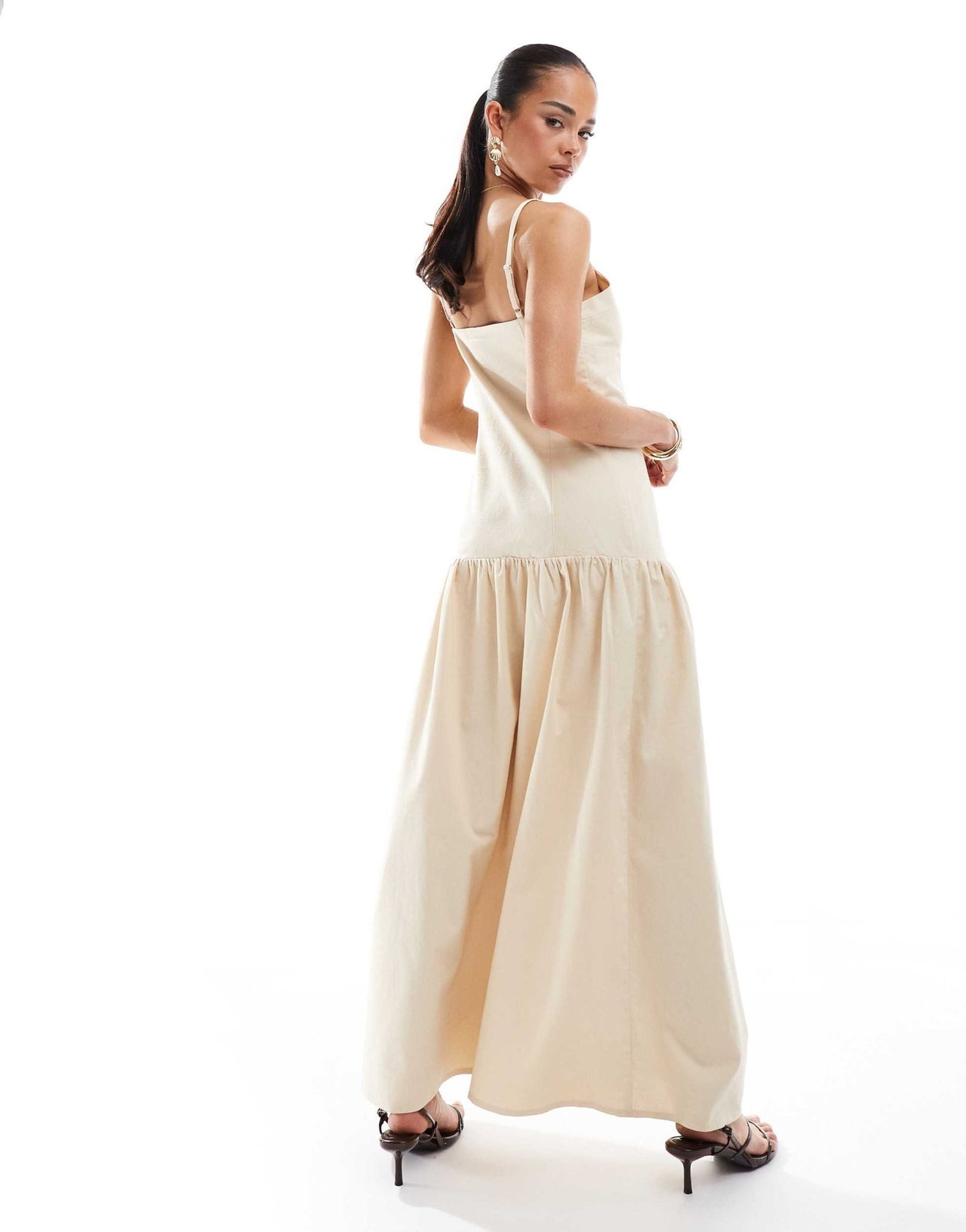 4th & Reckless linen blend dropped waist cami maxi dress in buttercream - ASOS Sample Sale