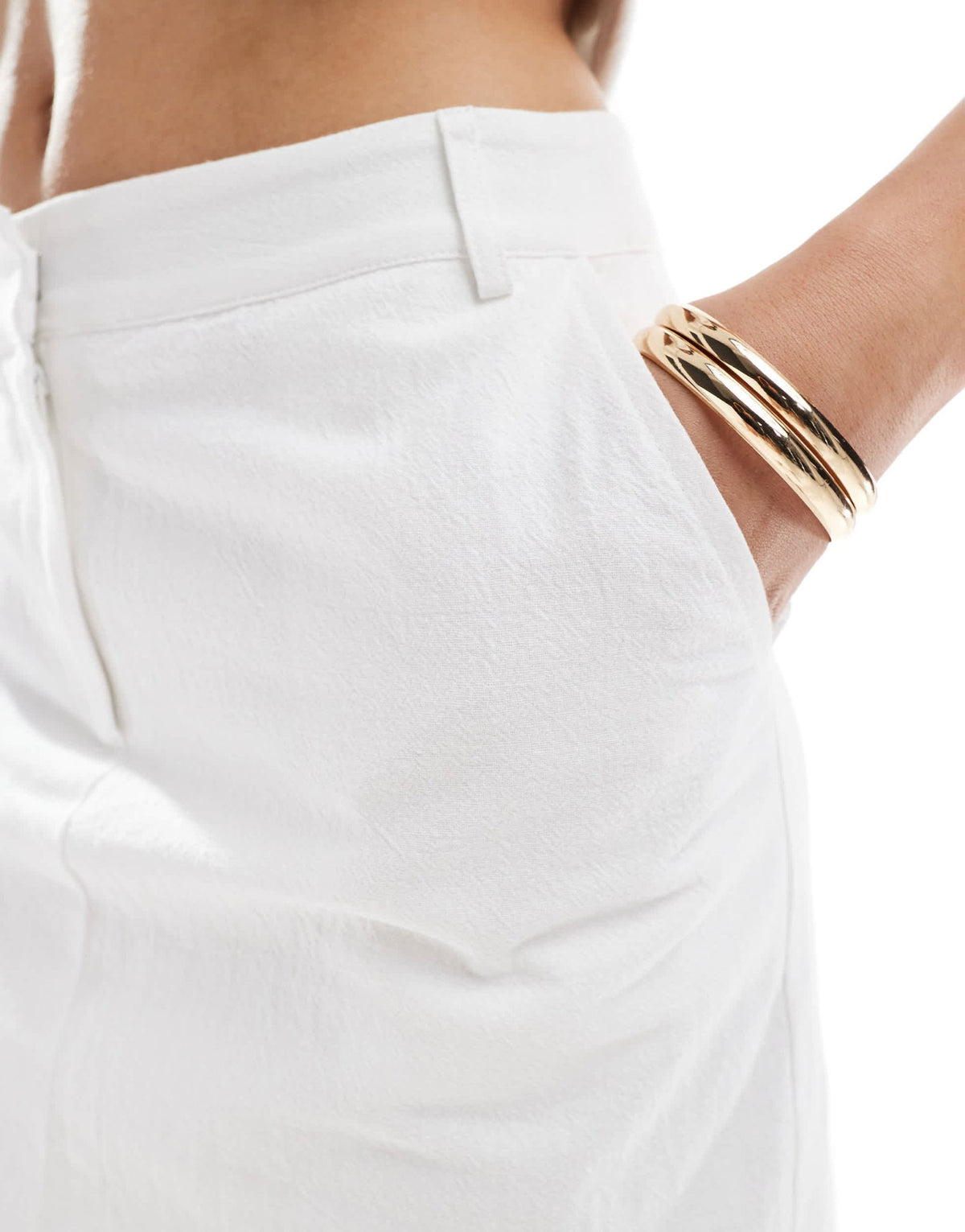 4th & Reckless linen look cotton tailored mini skirt co-ord in white - ASOS Sample Sale