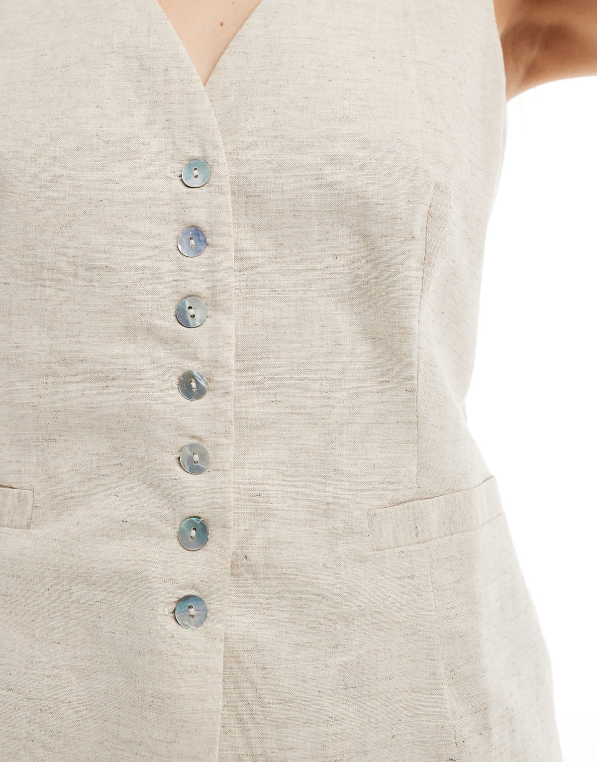 4th & Reckless linen look tie back waistcoat co-ord in beige - ASOS Sample Sale