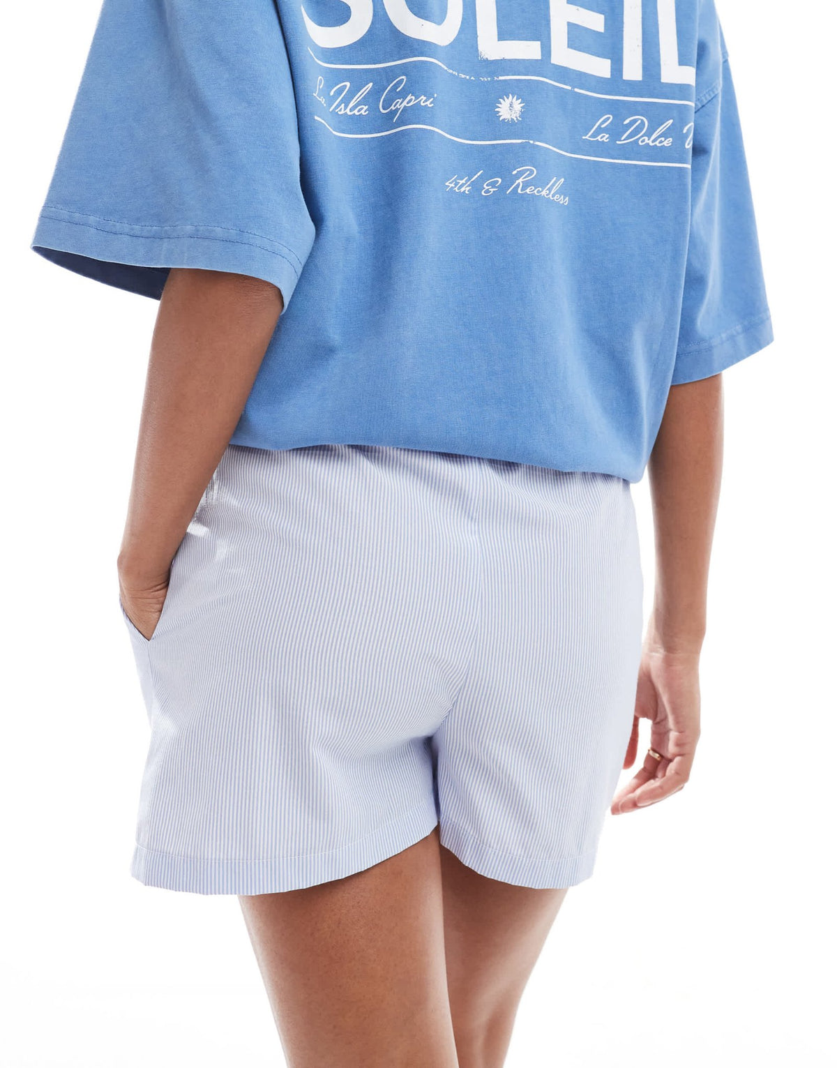 4th & Reckless logo detail boxer shorts in blue stripe - ASOS Sample Sale