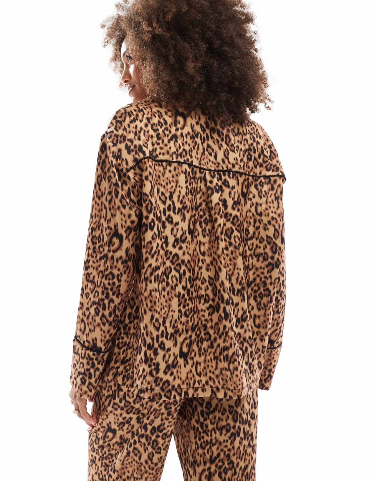 4th & Reckless long sleeve satin pyjama shirt co - ord in leopard print - ASOS Sample Sale