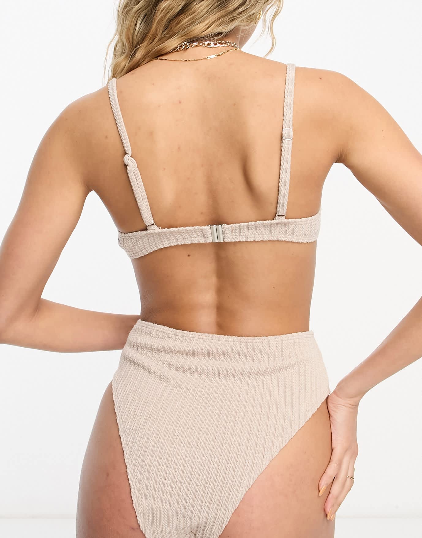 4th & Reckless lopez textured bikini top in stone - ASOS Sample Sale