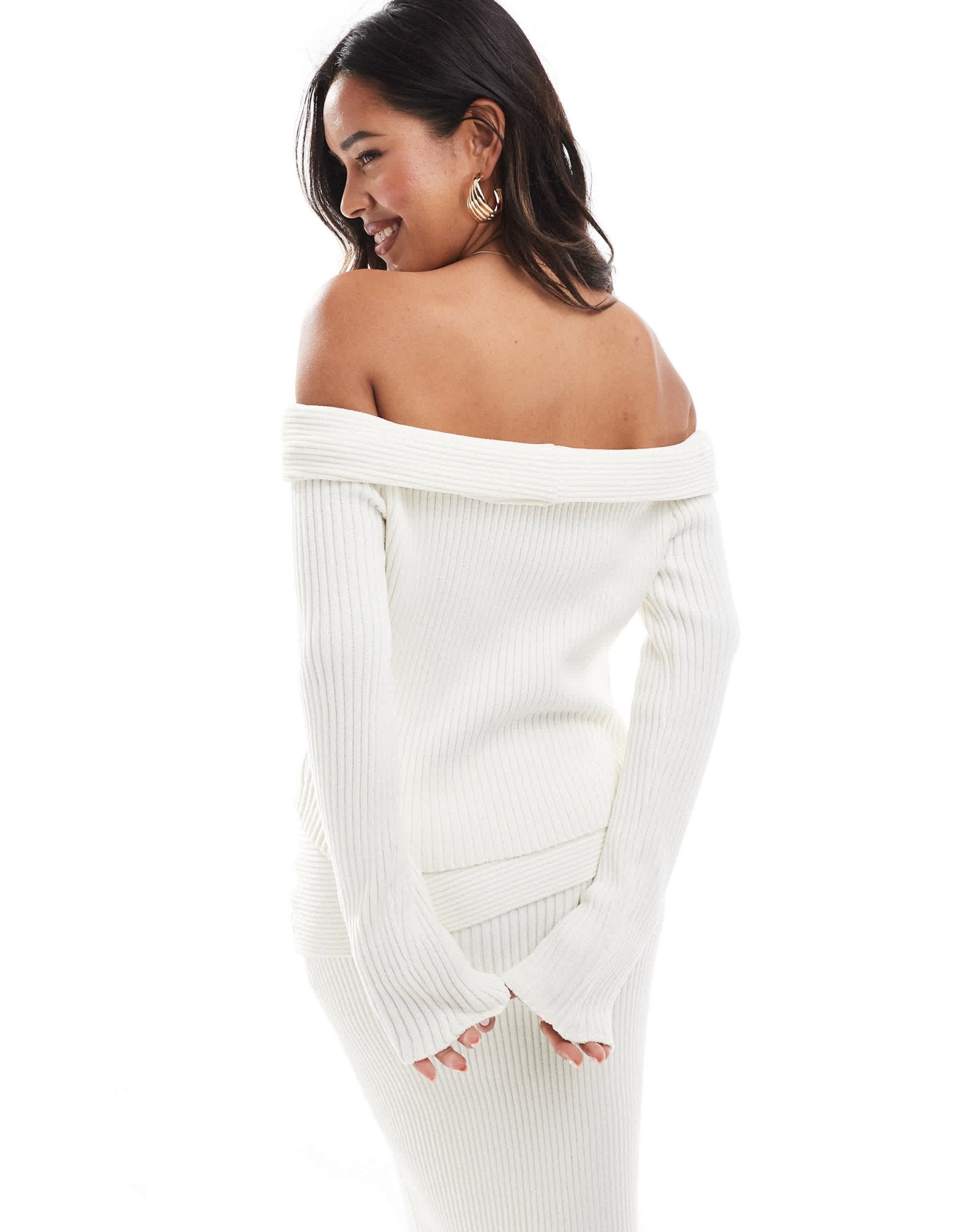 4th & Reckless off shoulder bardot jumper co - ord in cream - ASOS Sample Sale
