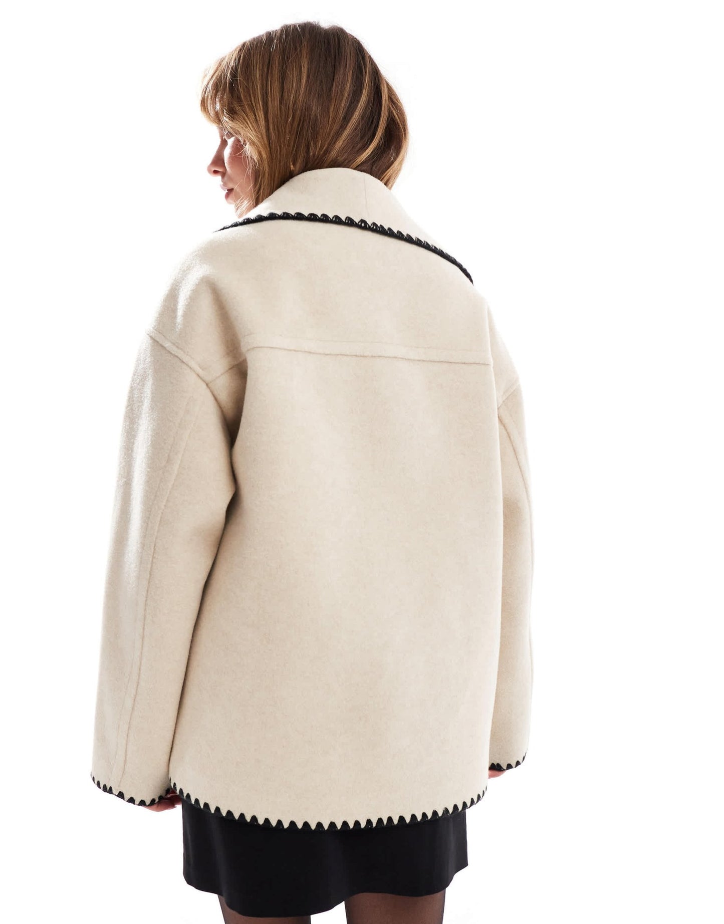 4th & Reckless oversized lapel jacket with contrast stitch in camel - ASOS Sample Sale