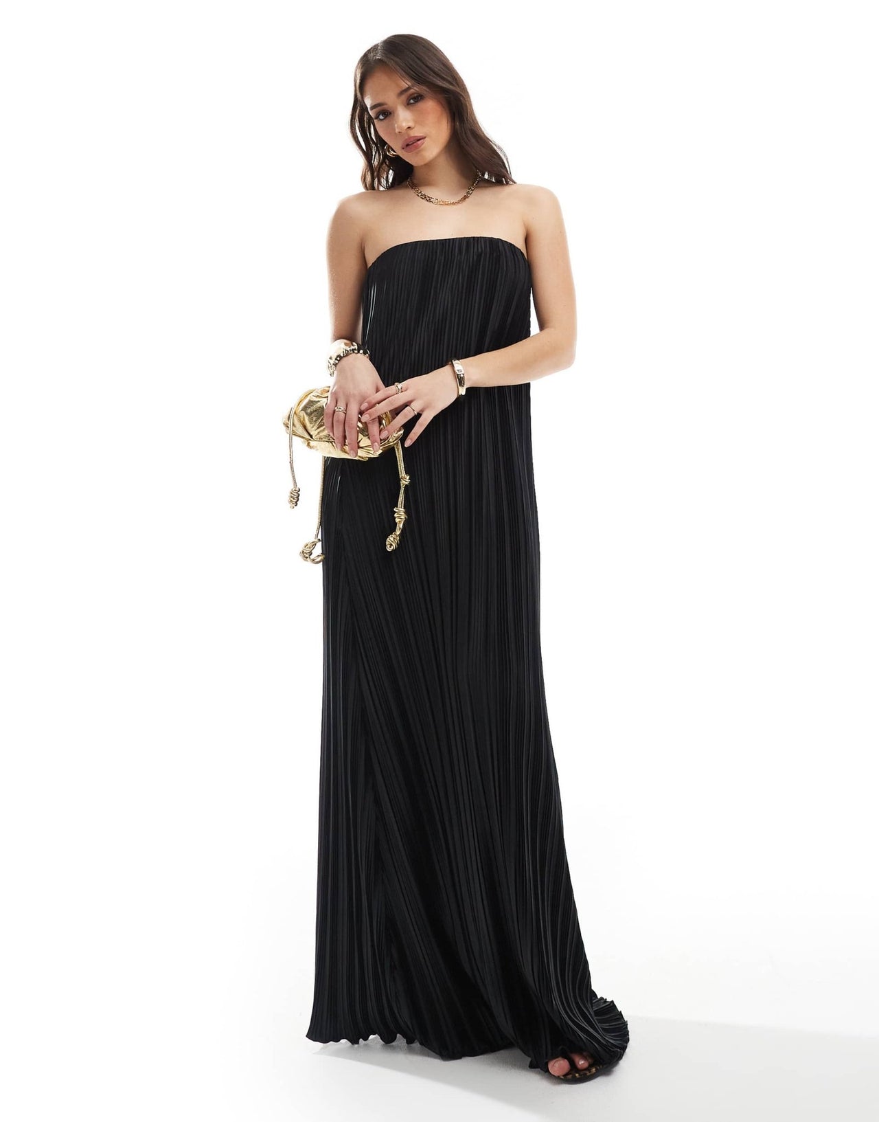 4th & Reckless plisse bandeau maxi dress in black - ASOS Sample Sale