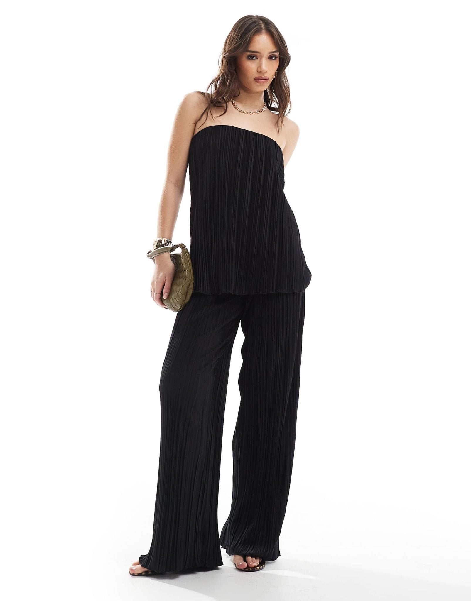 4th & Reckless plisse bandeau top co - ord in black - ASOS Sample Sale