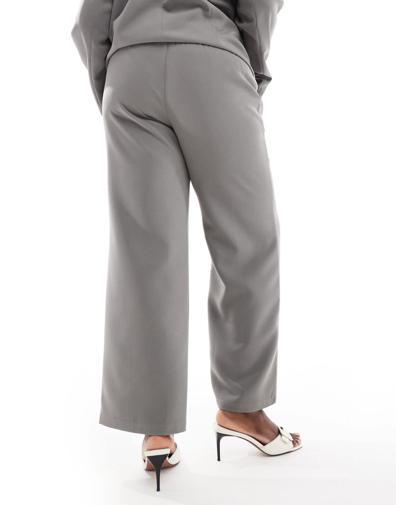 4th & Reckless Plus exclusive tailored straight leg drawstring contrast waistband trouser co - ord in charcoal - ASOS Sample Sale