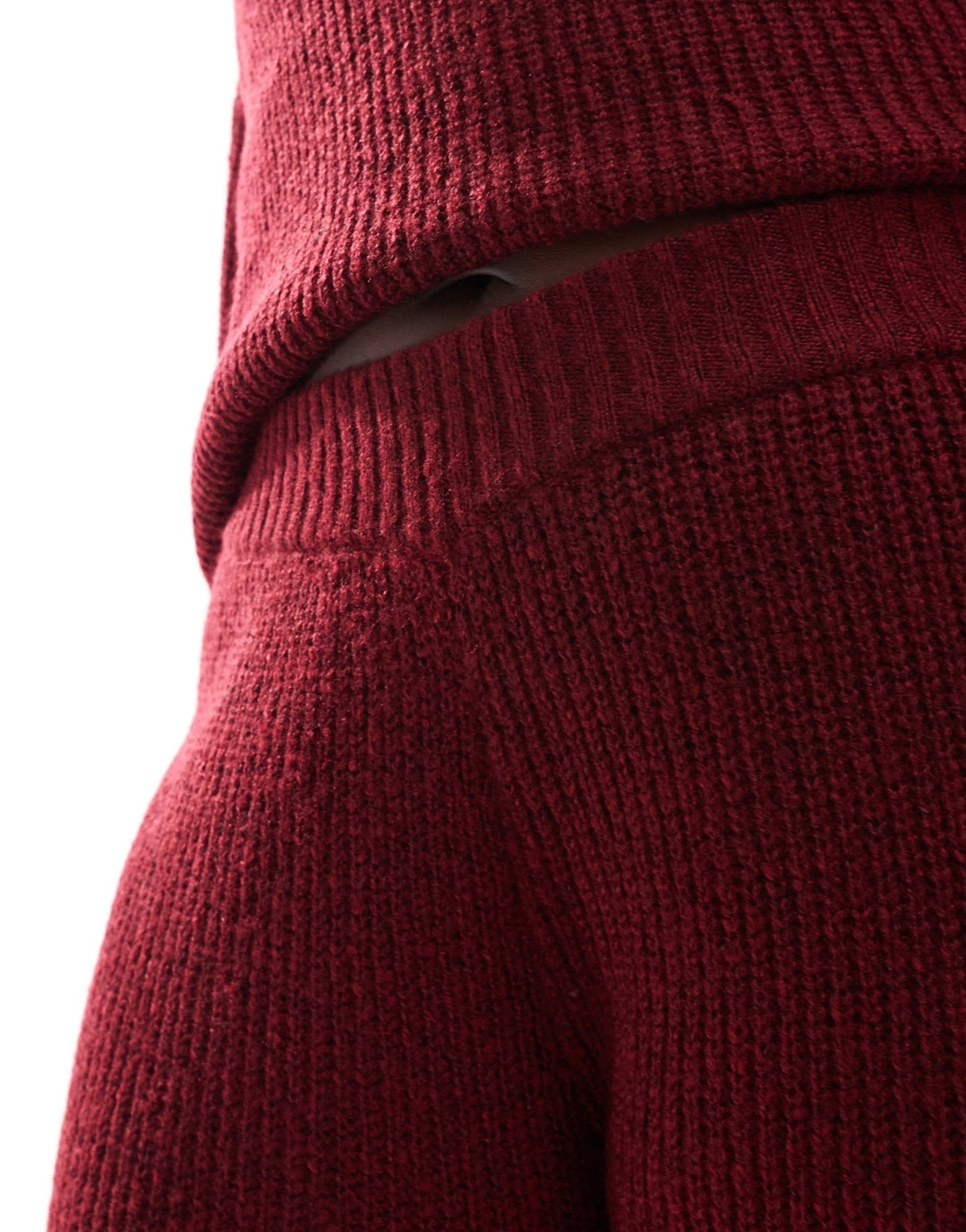 4th & Reckless Plus knitted wide leg trousers co - ord in burgundy - ASOS Sample Sale
